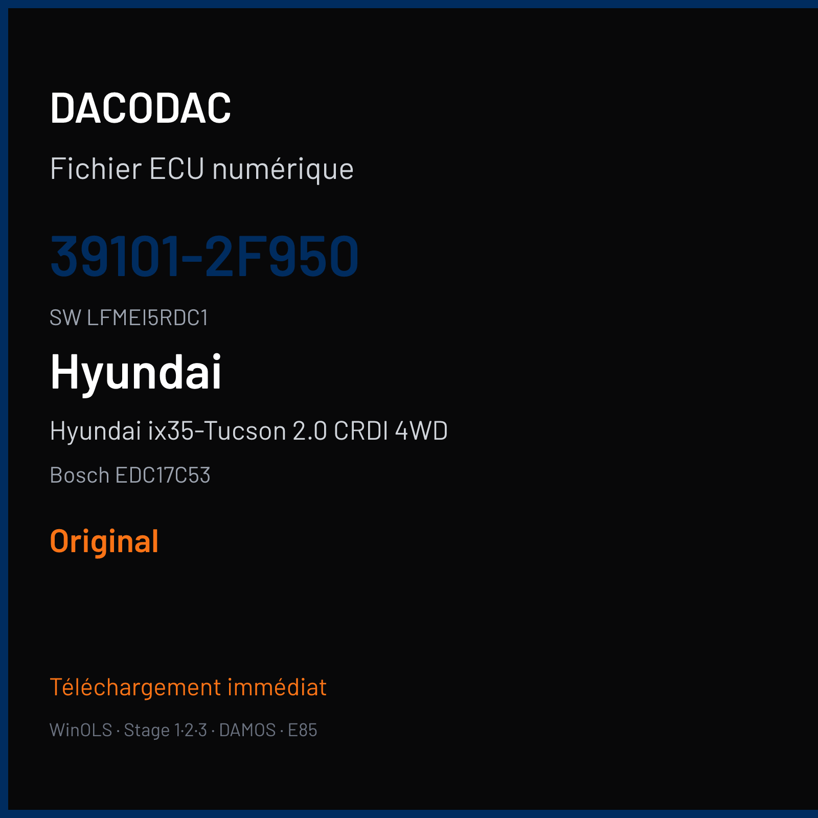 Hyundai ix35-Tucson 2.0 CRDI 4WD 136 ch (2015) — Bosch EDC17C53 — 39101-2F950 · LFMEI5RDC1 · 536046 — Original