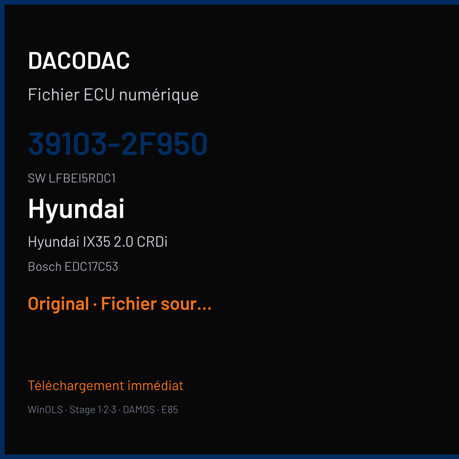 Hyundai IX35 2.0 CRDi 136 ch (2014) — Bosch EDC17C53 — 39103-2F950 · LFBEI5RDC1 · 536020 — Original