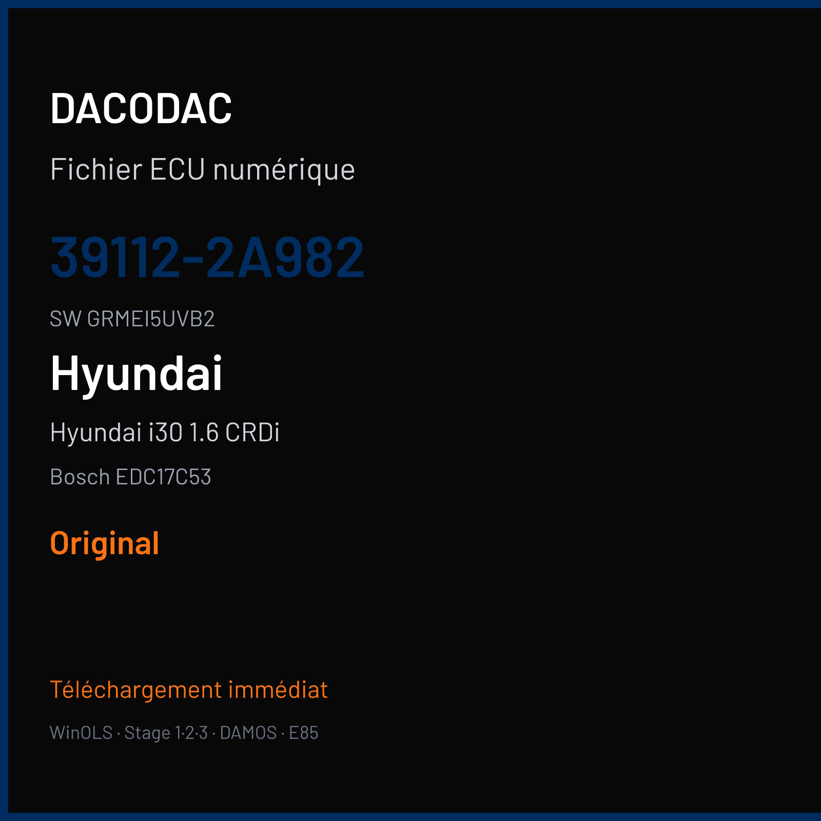 Hyundai i30 1.6 CRDi 110 ch (2013) — Bosch EDC17C53 — 39112-2A982 · GRMEI5UVB2 · 536132 — Original