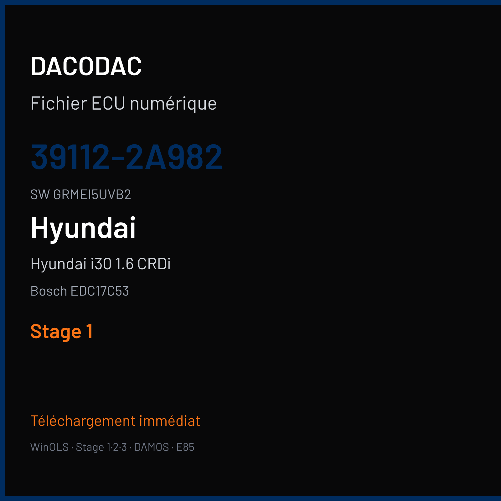 Hyundai i30 1.6 CRDi 110 ch (2013) — Bosch EDC17C53 — 39112-2A982 · GRMEI5UVB2 · 536132 — Stage 1