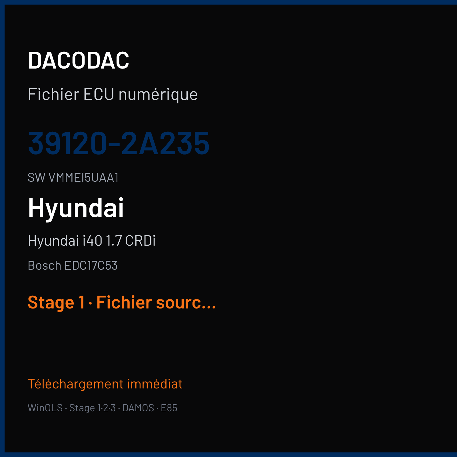 Hyundai i40 1.7 CRDi 136 ch (2014) — Bosch EDC17C53 — 39120-2A235 · VMMEI5UAA1 · 536118 — Stage 1