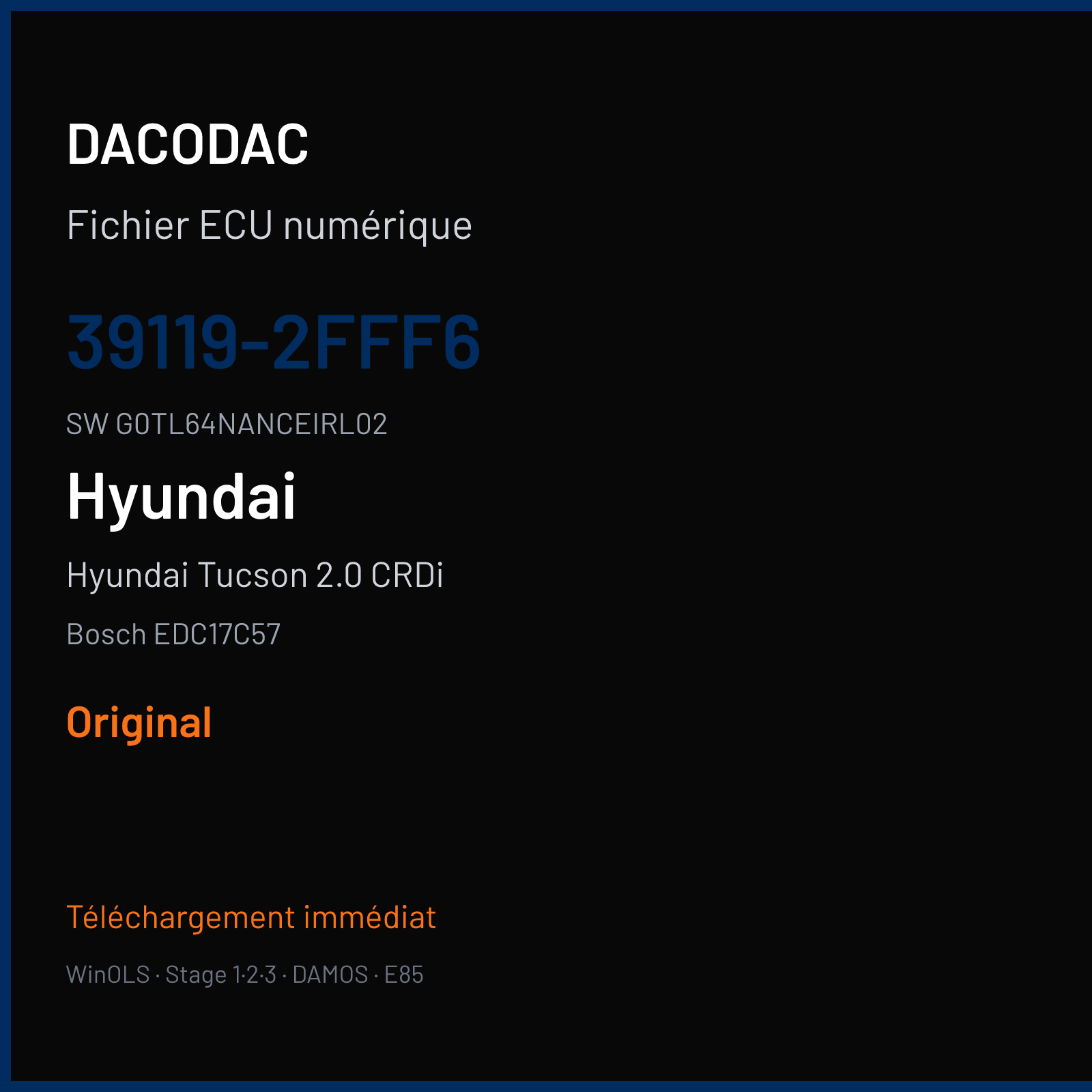Hyundai Tucson 2.0 CRDi 136 ch (2016) — Bosch EDC17C57 — 39119-2FFF6 · G0TL64NANCEIRL02 · 019037 — Original