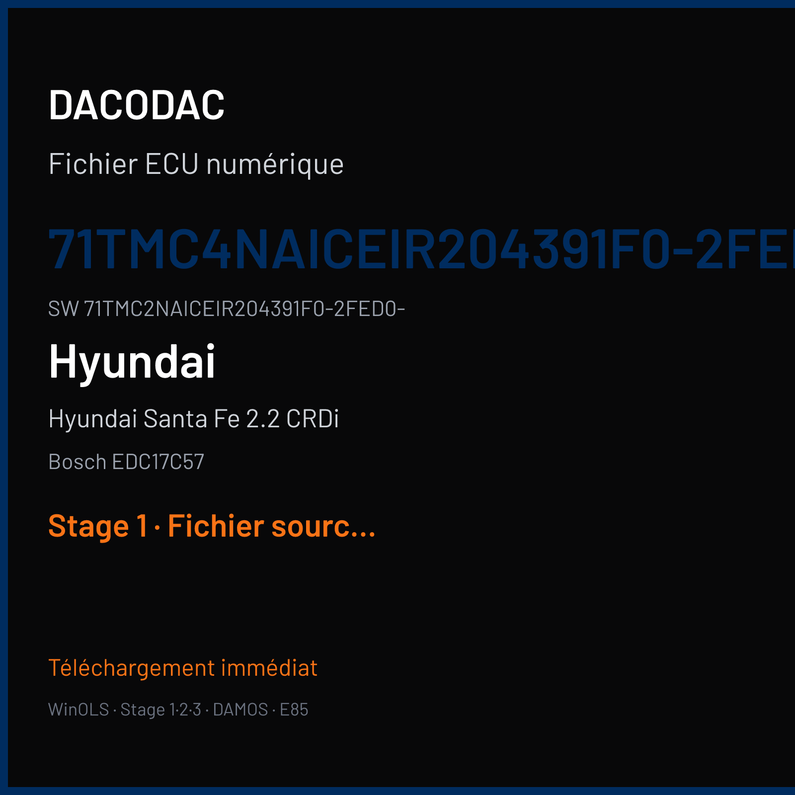 Hyundai Santa Fe 2.2 CRDi 200 ch (2017) — Bosch EDC17C57 — 71TMC4NAICEIR204391F0-2FED0- · 71TMC2NAICEIR204391F0-2FED0- · 056340 — Stage 1