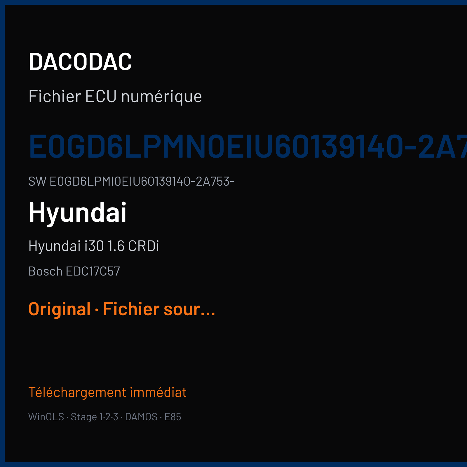 Hyundai i30 1.6 CRDi (2016) — Bosch EDC17C57 — E0GD6LPMN0EIU60139140-2A753- · E0GD6LPMI0EIU60139140-2A753- — Original