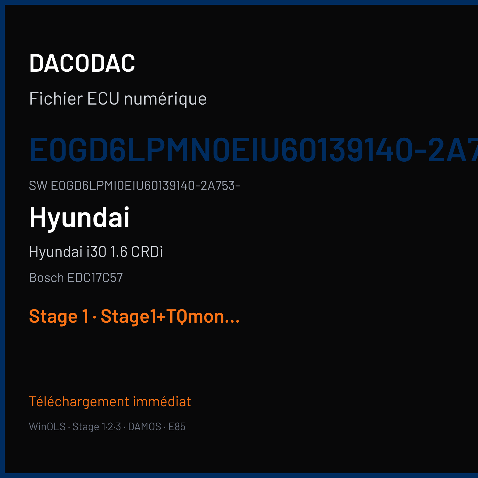 Hyundai i30 1.6 CRDi (2016) — Bosch EDC17C57 — E0GD6LPMN0EIU60139140-2A753- · E0GD6LPMI0EIU60139140-2A753- — Stage 1