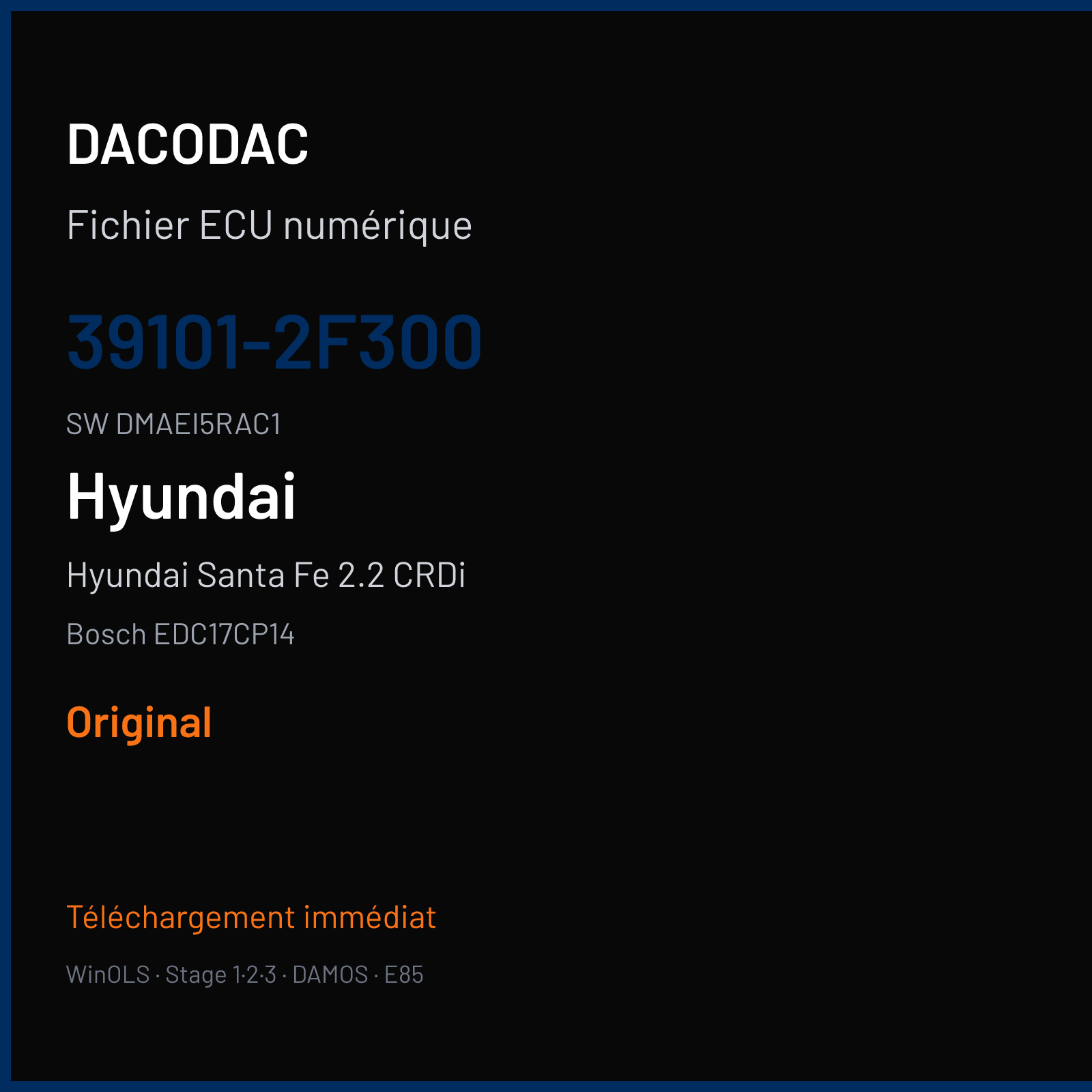 Hyundai Santa Fe 2.2 CRDi 197 ch (2012) — Bosch EDC17CP14 — 39101-2F300 · DMAEI5RAC1 · 528272 — Original