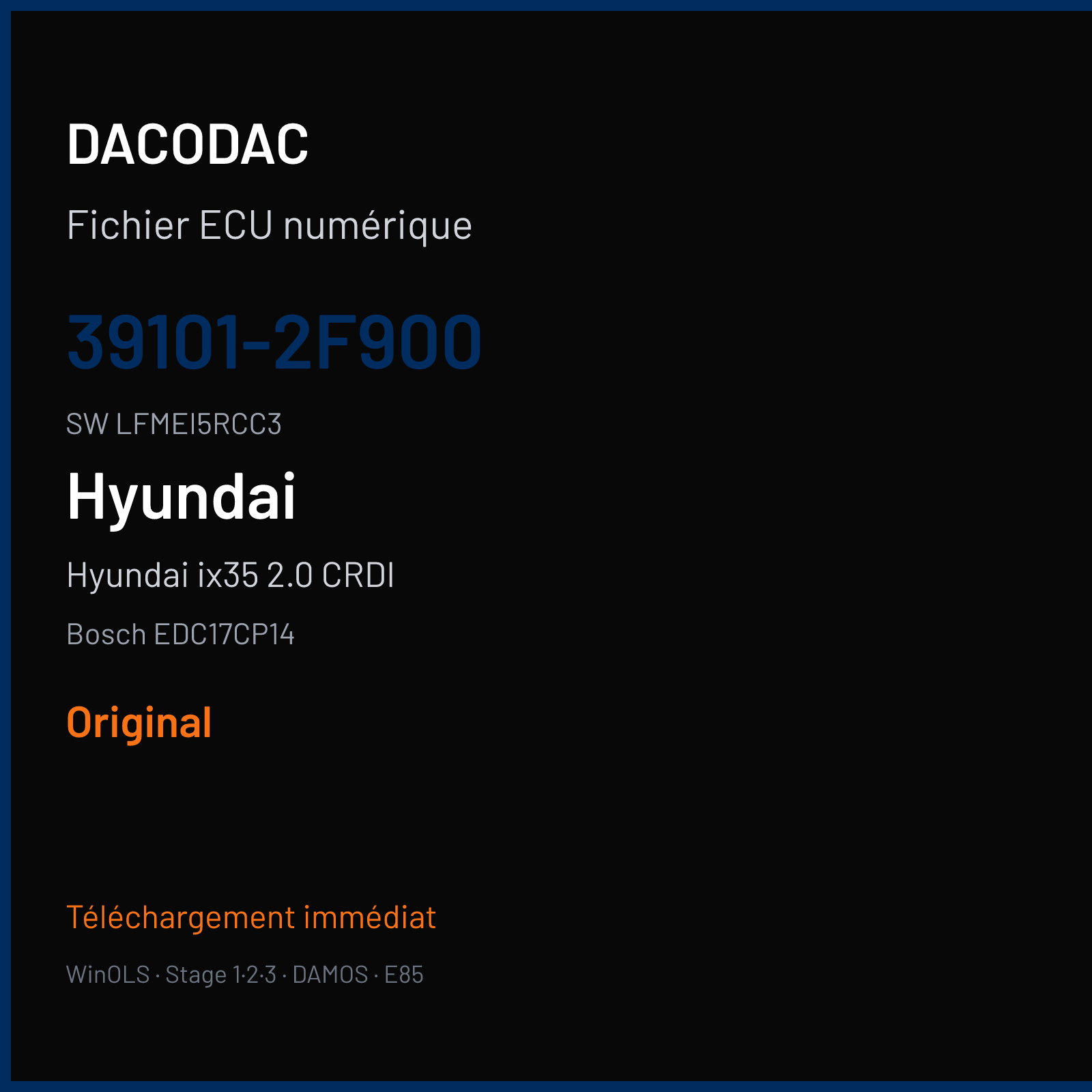 Hyundai ix35 2.0 CRDI 184 ch (2012) — Bosch EDC17CP14 — 39101-2F900 · LFMEI5RCC3 · 539738 — Original