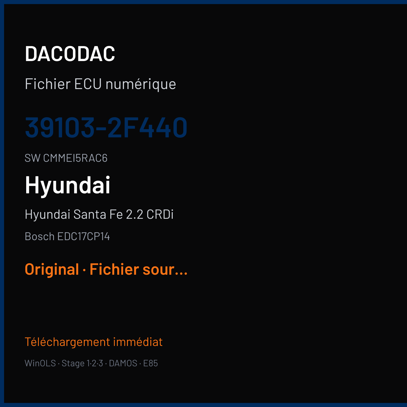 Hyundai Santa Fe 2.2 CRDi 197 ch (2011) — Bosch EDC17CP14 — 39103-2F440 · CMMEI5RAC6 · 528239 — Original