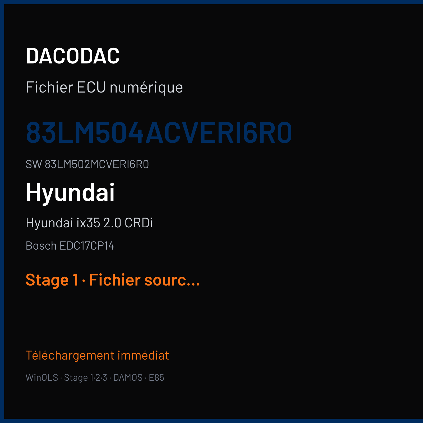 Hyundai ix35 2.0 CRDi 184 ch (2011) — Bosch EDC17CP14 — 83LM504ACVERI6R0 · 83LM502MCVERI6R0 · 519246 — Stage 1