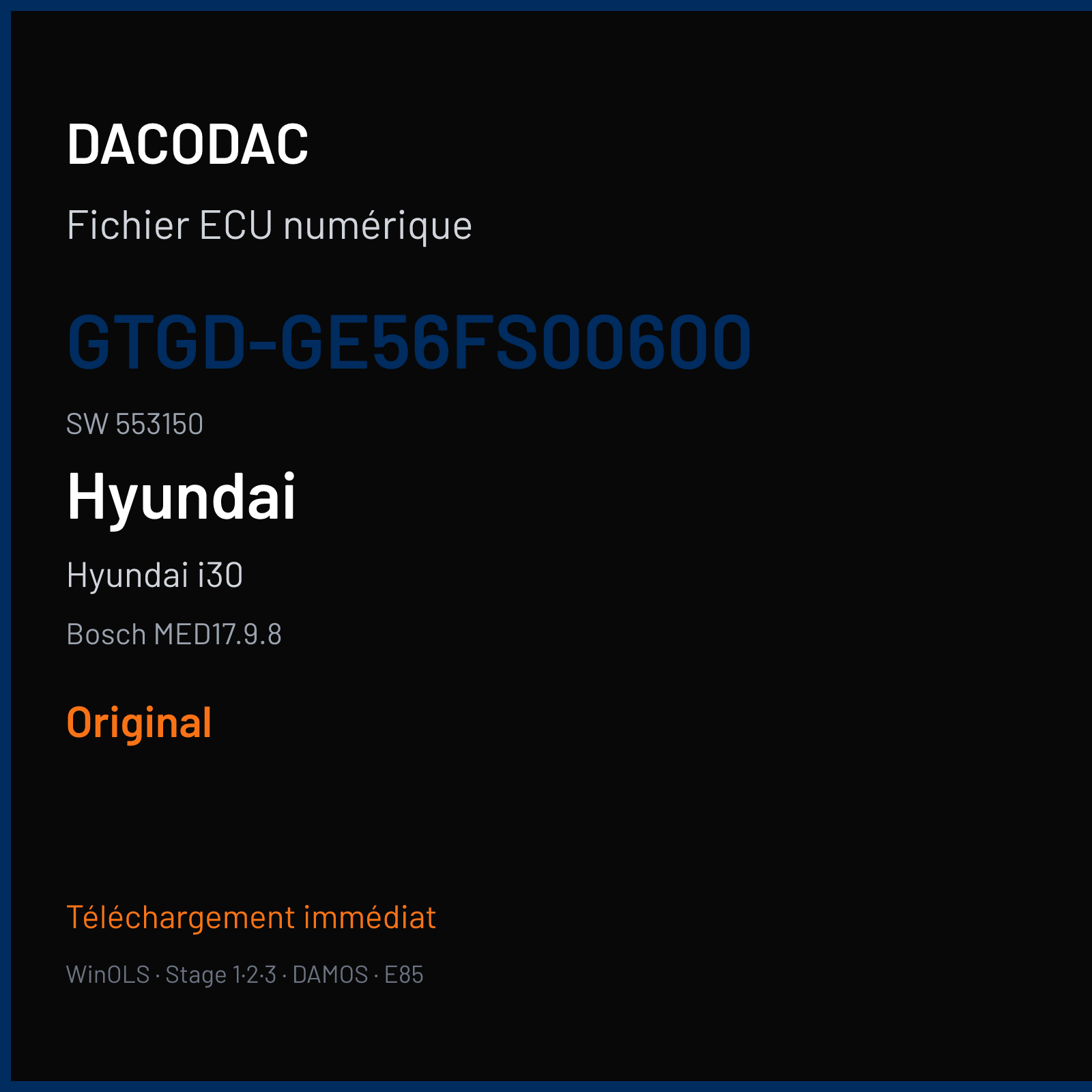 Hyundai i30 (2014) — Bosch MED17.9.8 — GTGD-GE56FS00600 · 553150 — Original