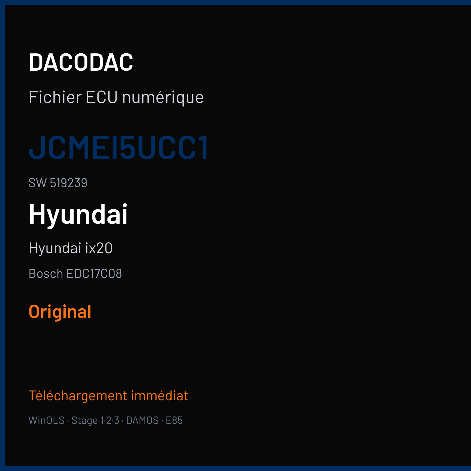 Hyundai ix20 (2008) — Bosch EDC17C08 — JCMEI5UCC1 · 519239 — Original