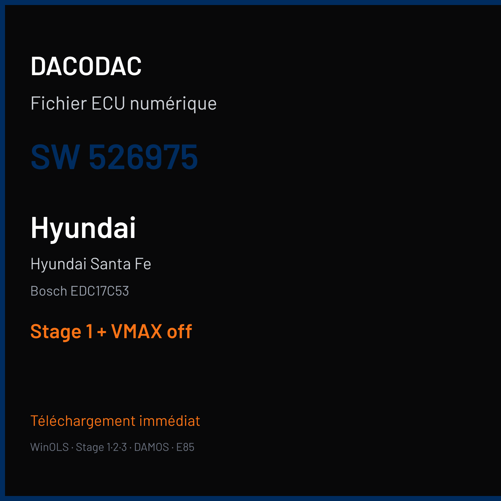 Hyundai Santa Fe — Bosch EDC17C53 — 526975 — Stage 1 + VMAX off