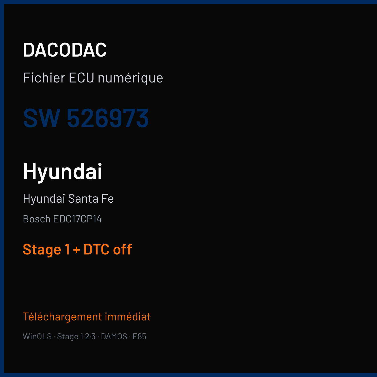 Hyundai Santa Fe (2016) — Bosch EDC17CP14 — 526973 — Stage 1 + DTC off