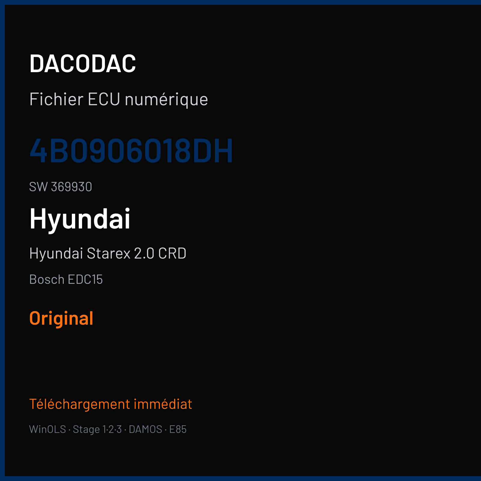 Hyundai Starex 2.0 CRD (2004) — Bosch EDC15 — 4B0906018DH · 369930 — Original