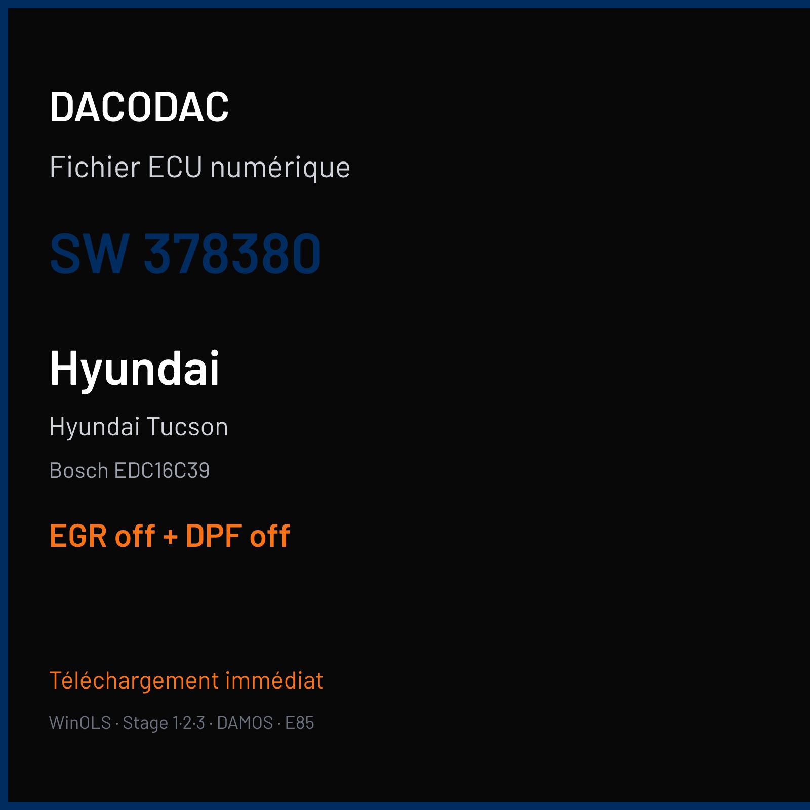 Hyundai Tucson (2015) — Bosch EDC16C39 — 378380 — EGR off + DPF off