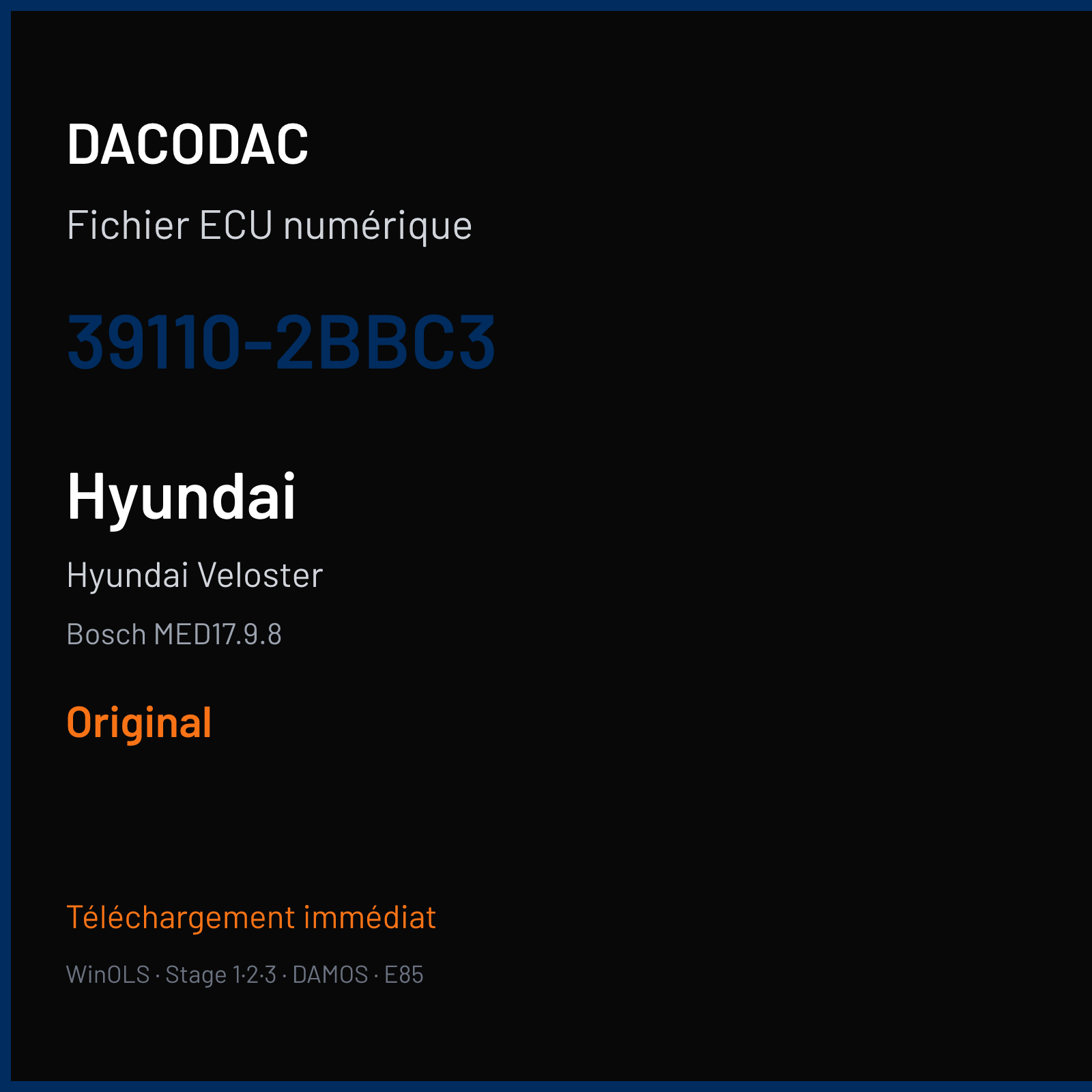 Hyundai Veloster (2011) — Bosch MED17.9.8 — 39110-2BBC3 — Original