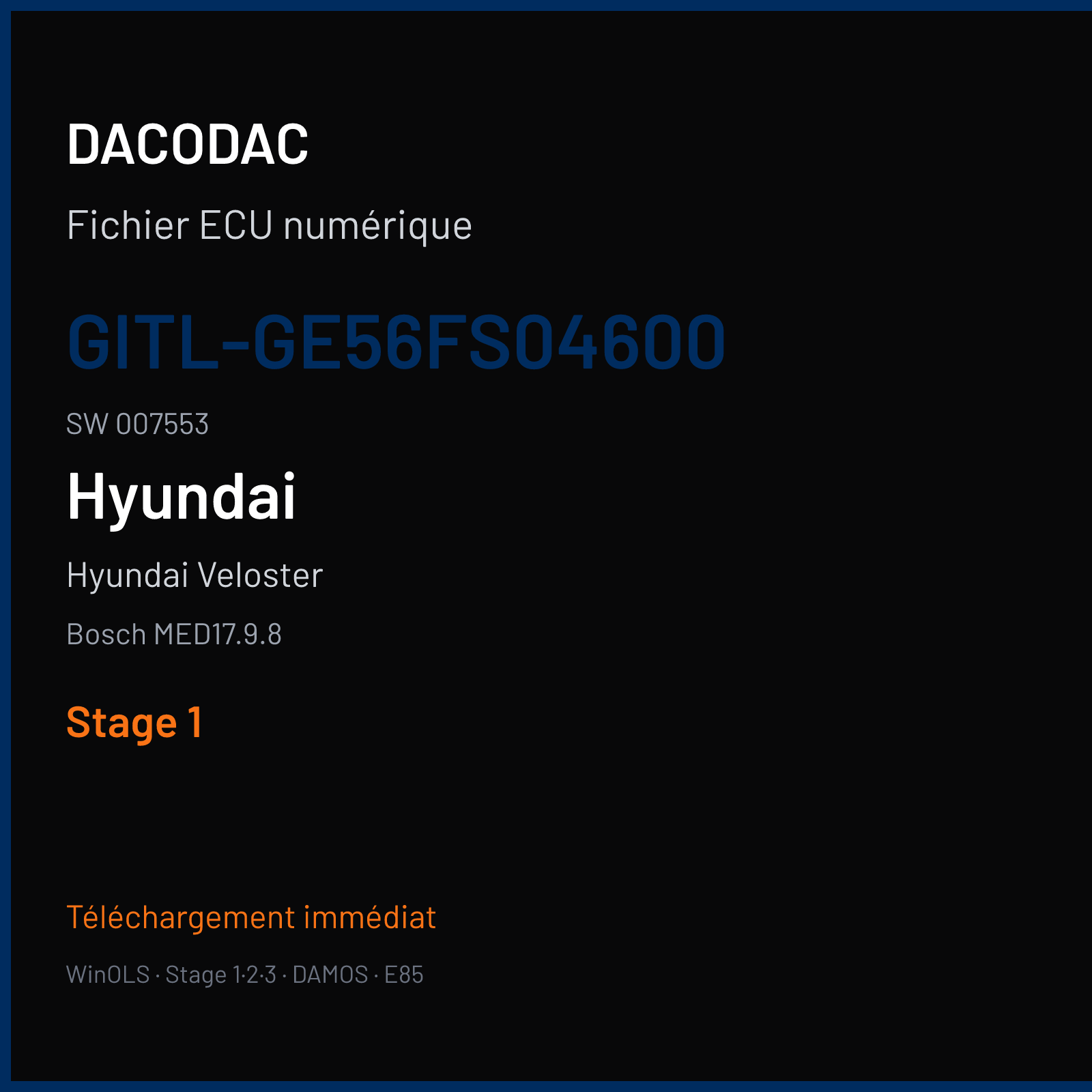 Hyundai Veloster (2013) — Bosch MED17.9.8 — GITL-GE56FS04600 · 007553 — Stage 1