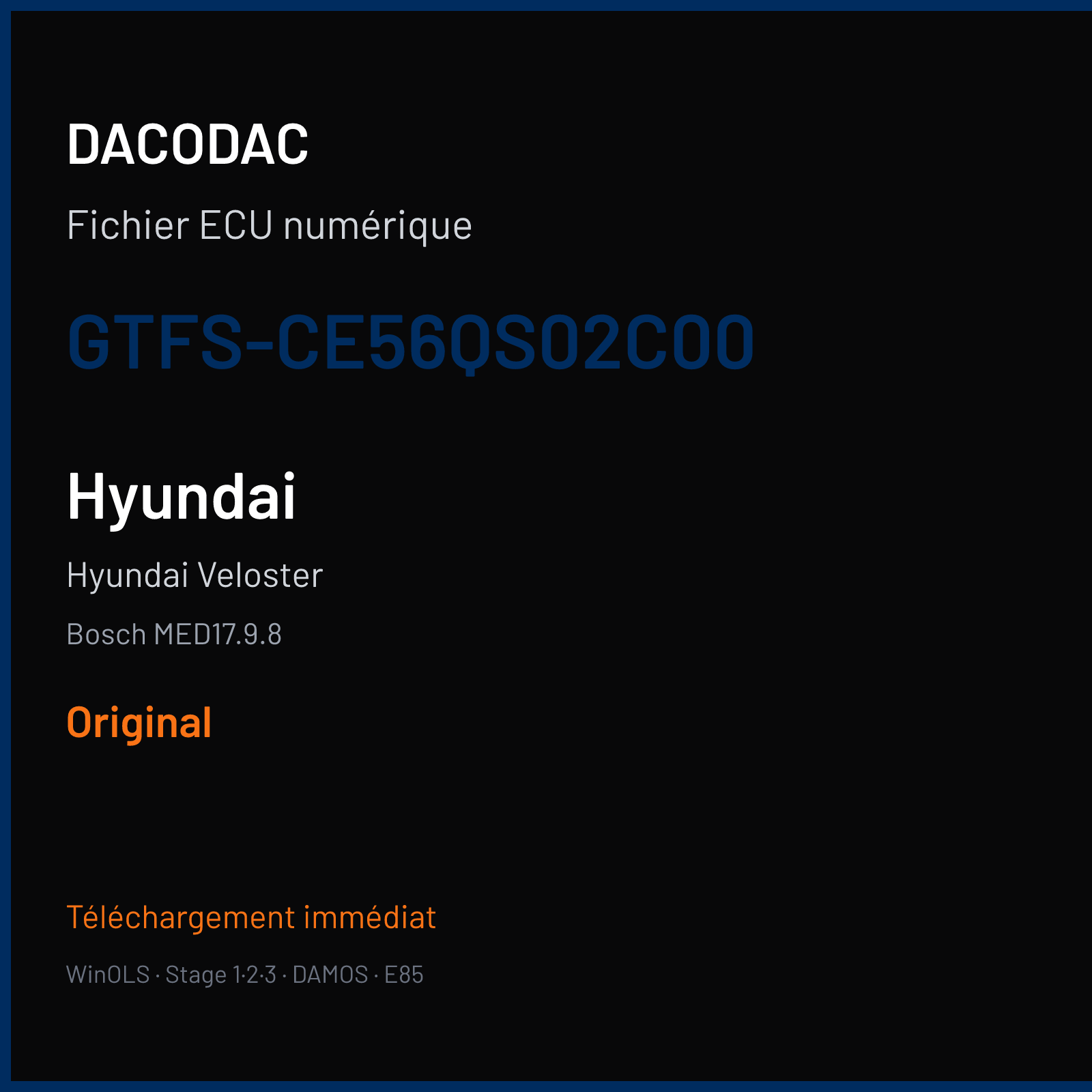 Hyundai Veloster (2015) — Bosch MED17.9.8 — GTFS-CE56QS02C00 — Original