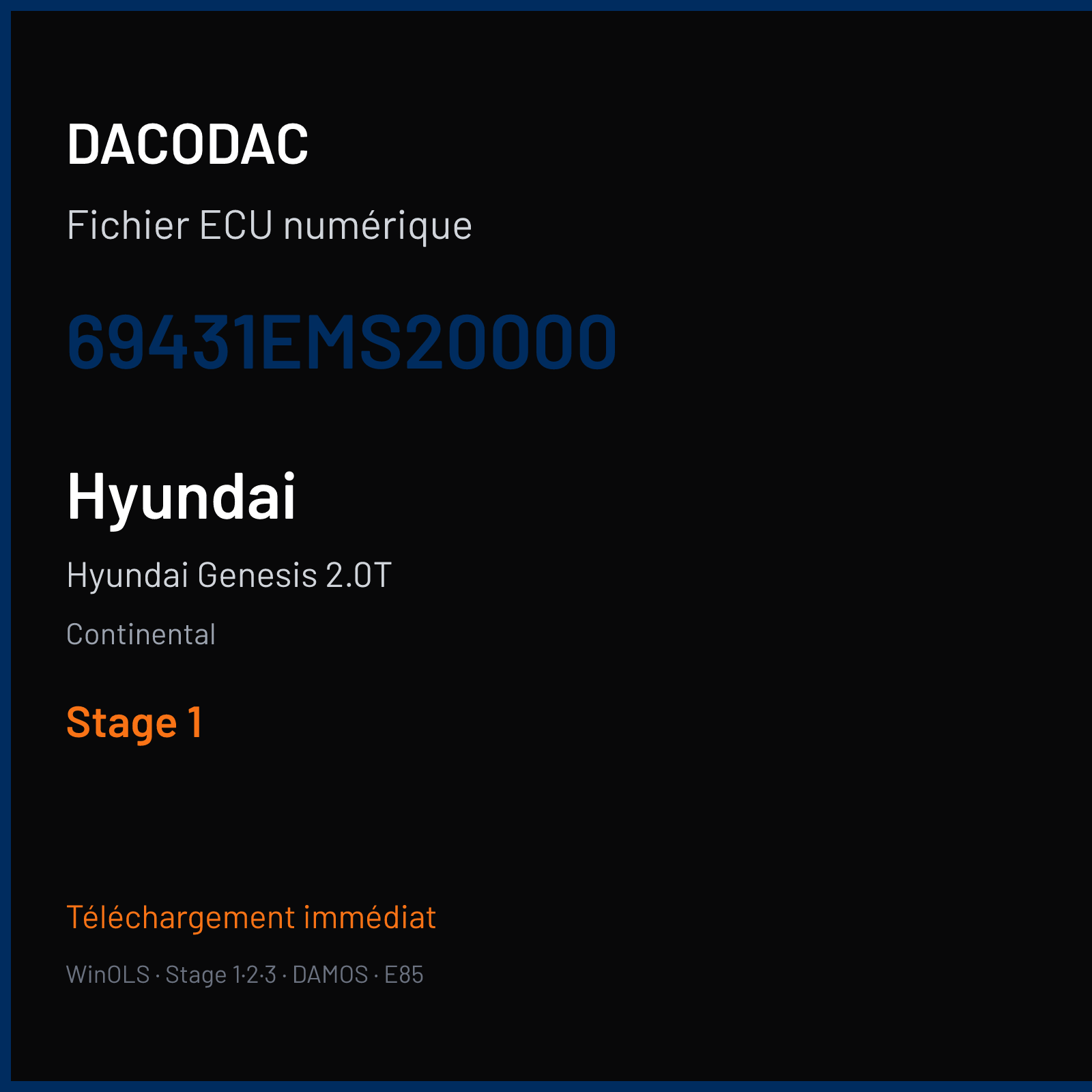 Hyundai Genesis 2.0T (2012) — Continental — 69431EMS20000 — Stage 1