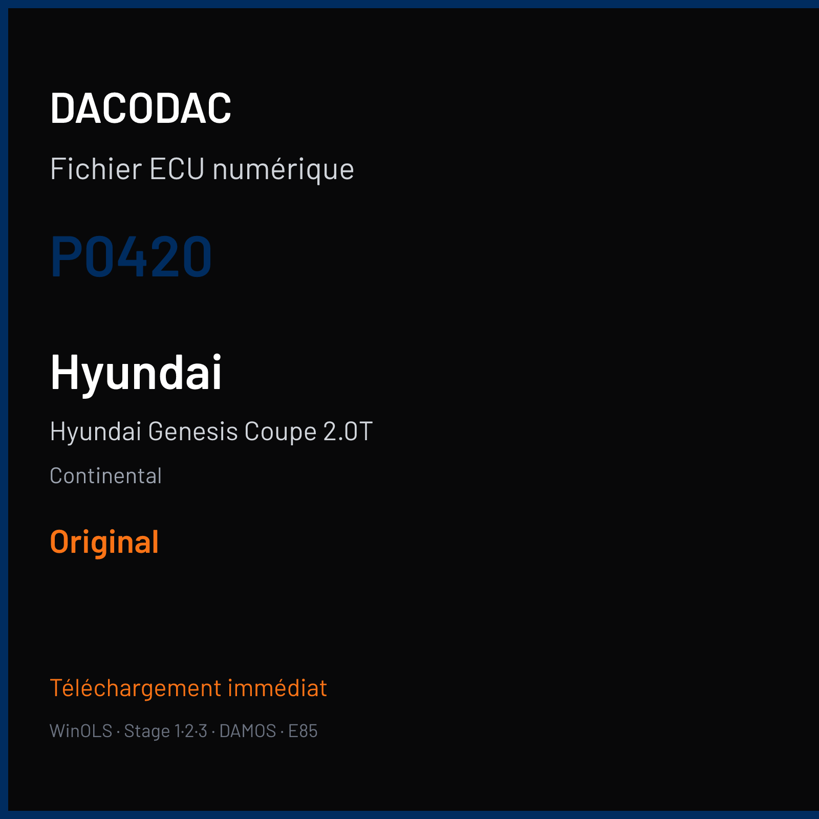 Hyundai Genesis Coupe 2.0T (2014) — Continental — P0420 — Original