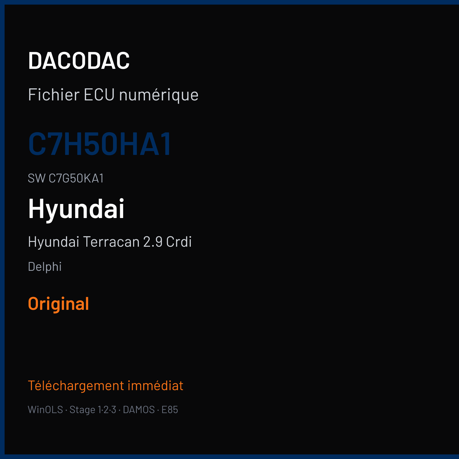 Hyundai Terracan 2.9 Crdi 150 ch — Delphi — C7H50HA1 · C7G50KA1 · 39112451 — Original