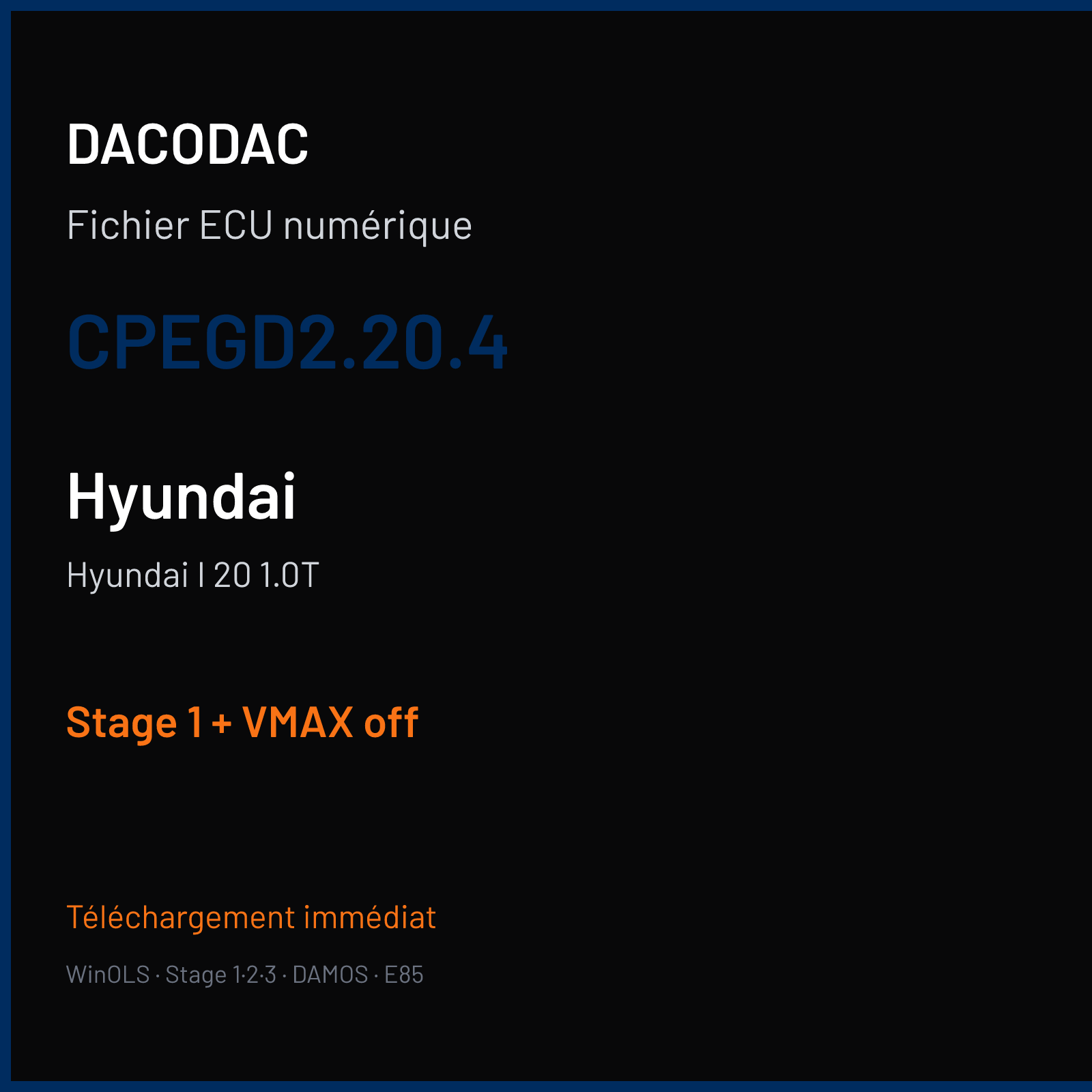 Hyundai I 20 1.0T (2018) — CPEGD2.20.4 — Stage 1 + VMAX off