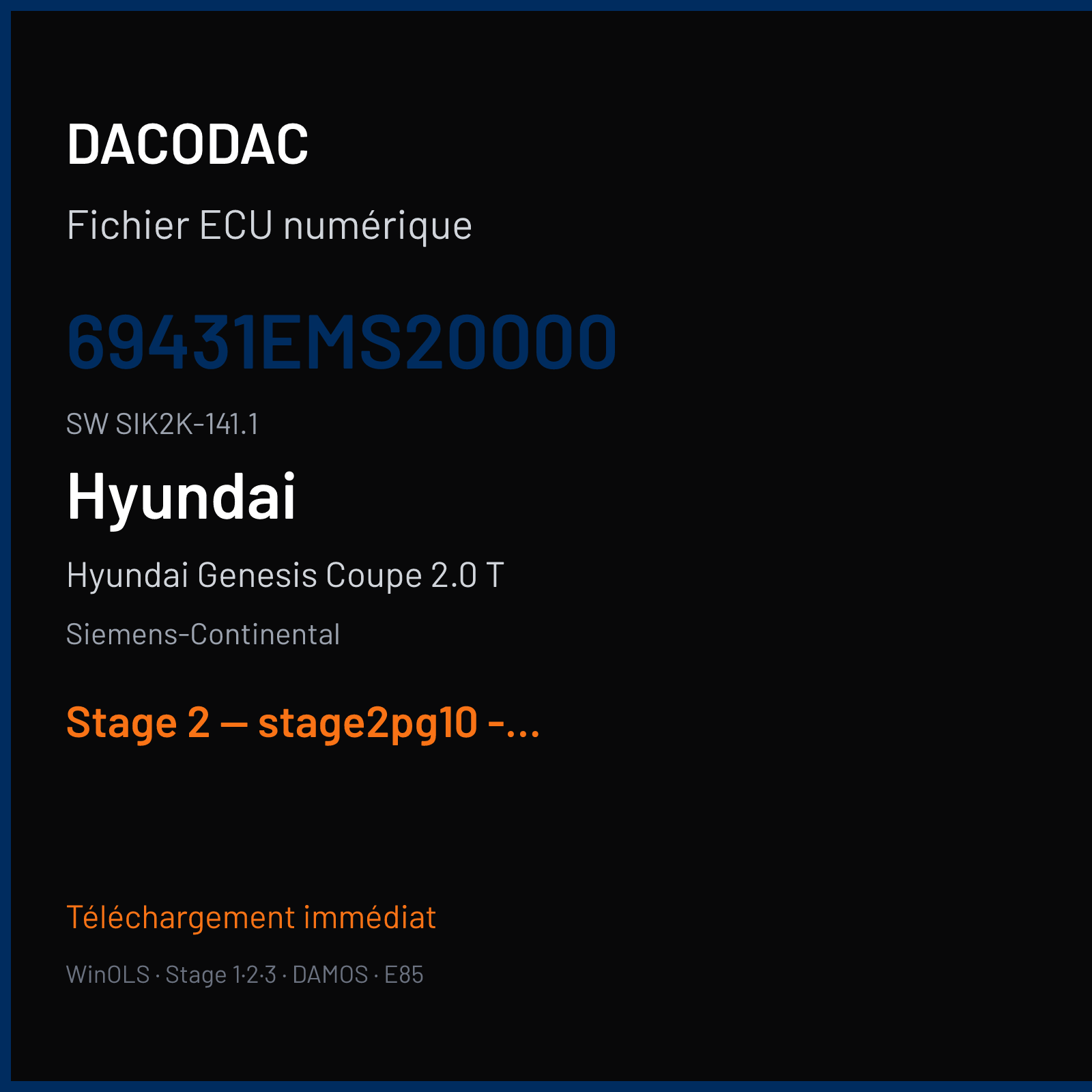 Hyundai Genesis Coupe 2.0 T (2014) — Siemens-Continental — 69431EMS20000 · SIK2K-141.1 — Stage 2 — stage2pg10 - start niet
