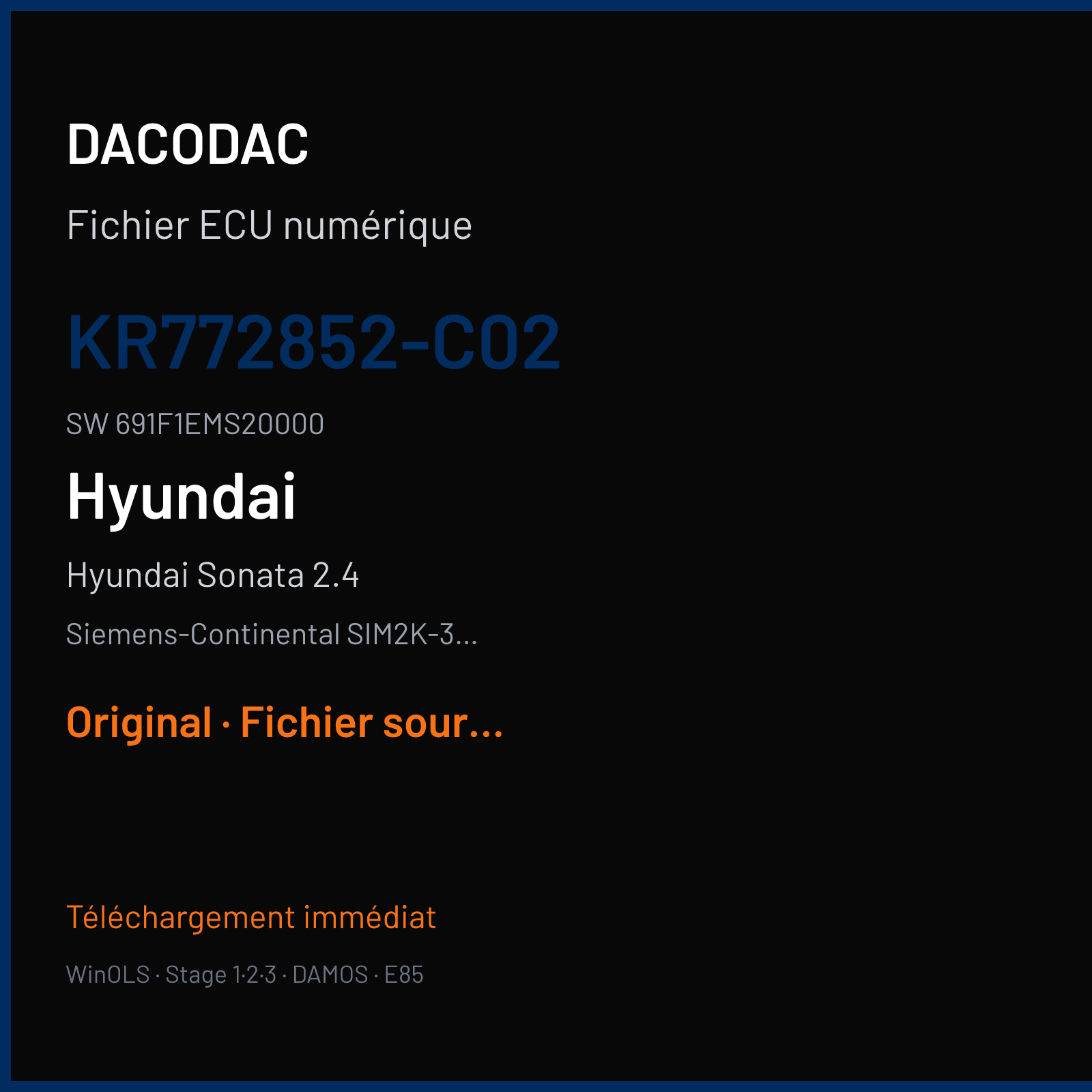 Hyundai Sonata 2.4 (2012) — Siemens-Continental SIM2K-341 — KR772852-C02 · 691F1EMS20000 — Original
