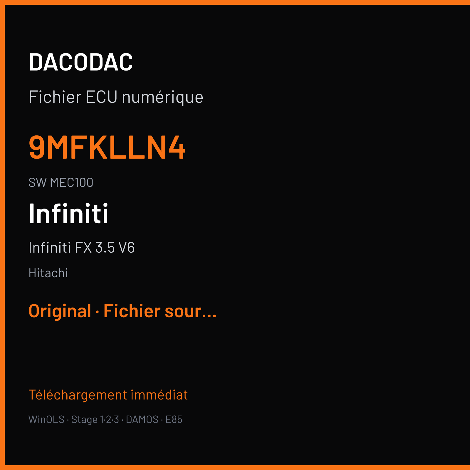 Infiniti FX 3.5 V6 (2009) — Hitachi — 9MFKLLN4 · MEC100 — Original
