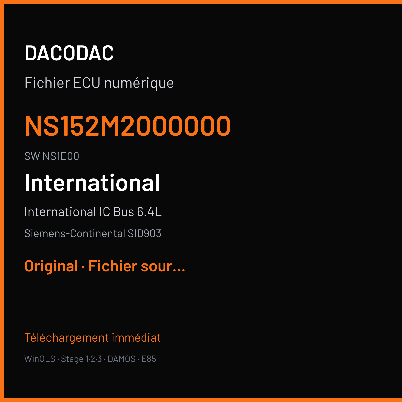 International IC Bus 6.4L (2008) — Siemens-Continental SID903 — NS152M2000000 · NS1E00 — Original