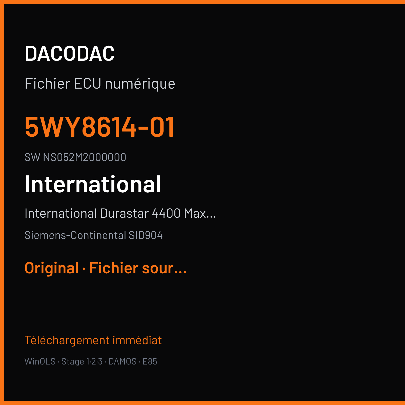 International Durastar 4400 Maxxforce 7.6L (2009) — Siemens-Continental SID904 — 5WY8614-01 · NS052M2000000 — Original