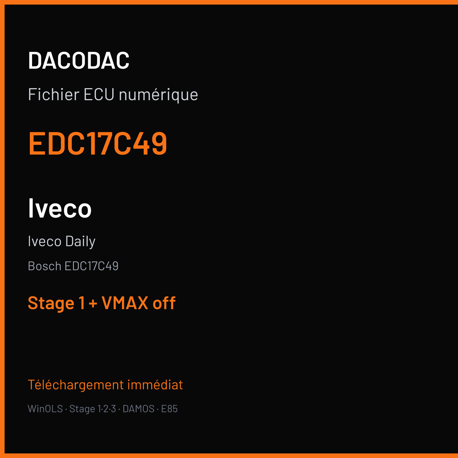 Iveco Daily (2013) — Bosch EDC17C49 — EDC17C49 — Stage 1 + VMAX off