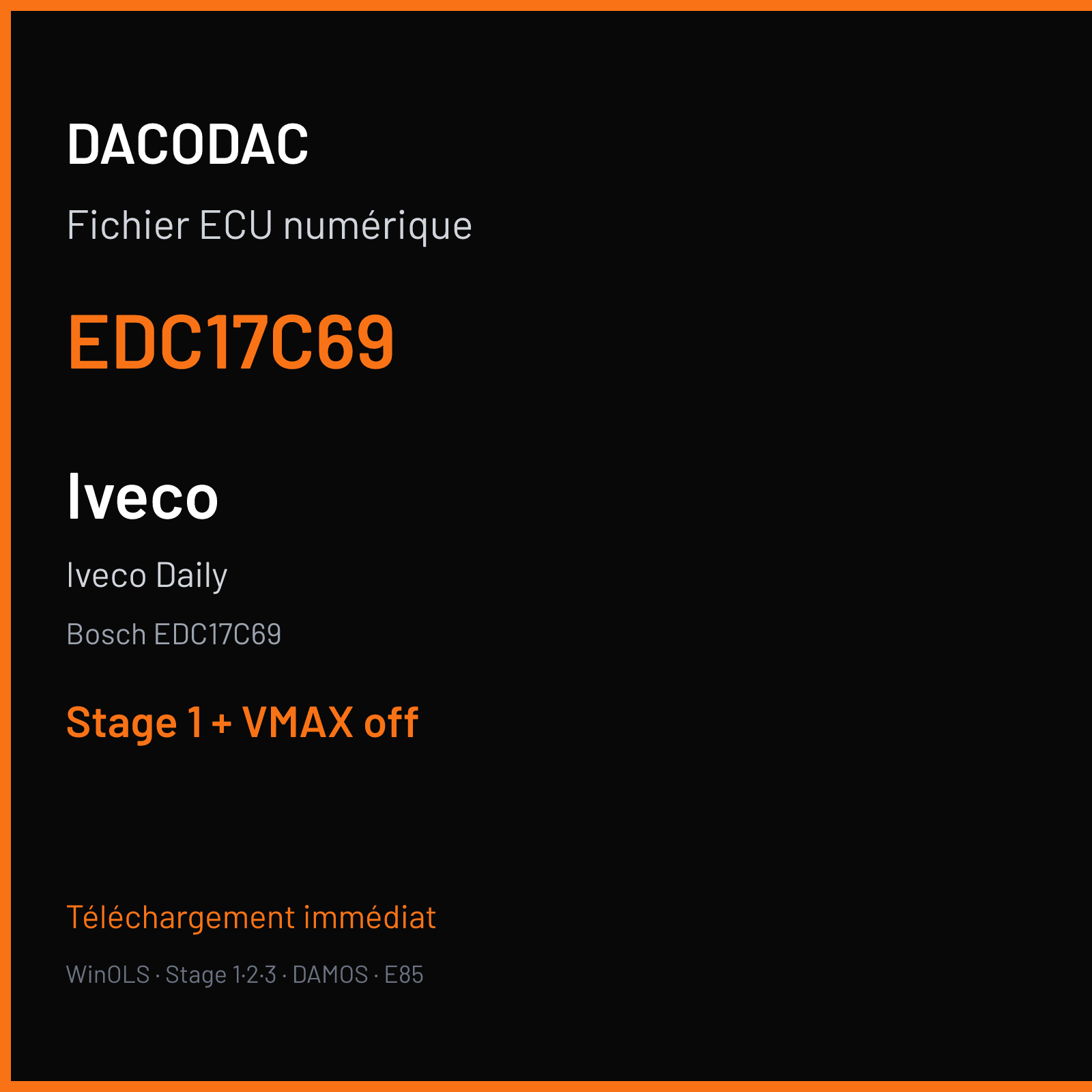 Iveco Daily (2017) — Bosch EDC17C69 — EDC17C69 — Stage 1 + VMAX off