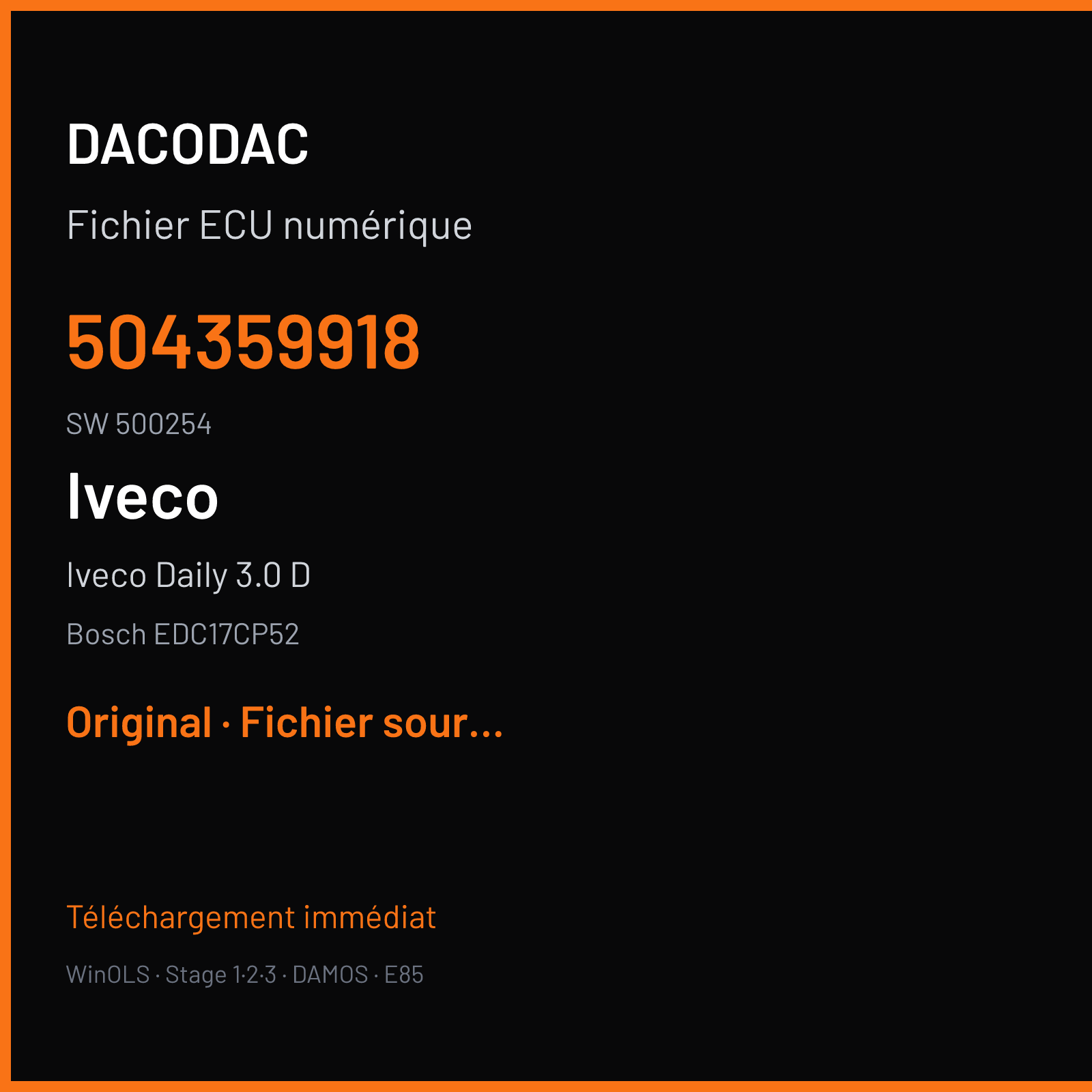 Iveco Daily 3.0 D (2012) — Bosch EDC17CP52 — 504359918 · 500254 — Original