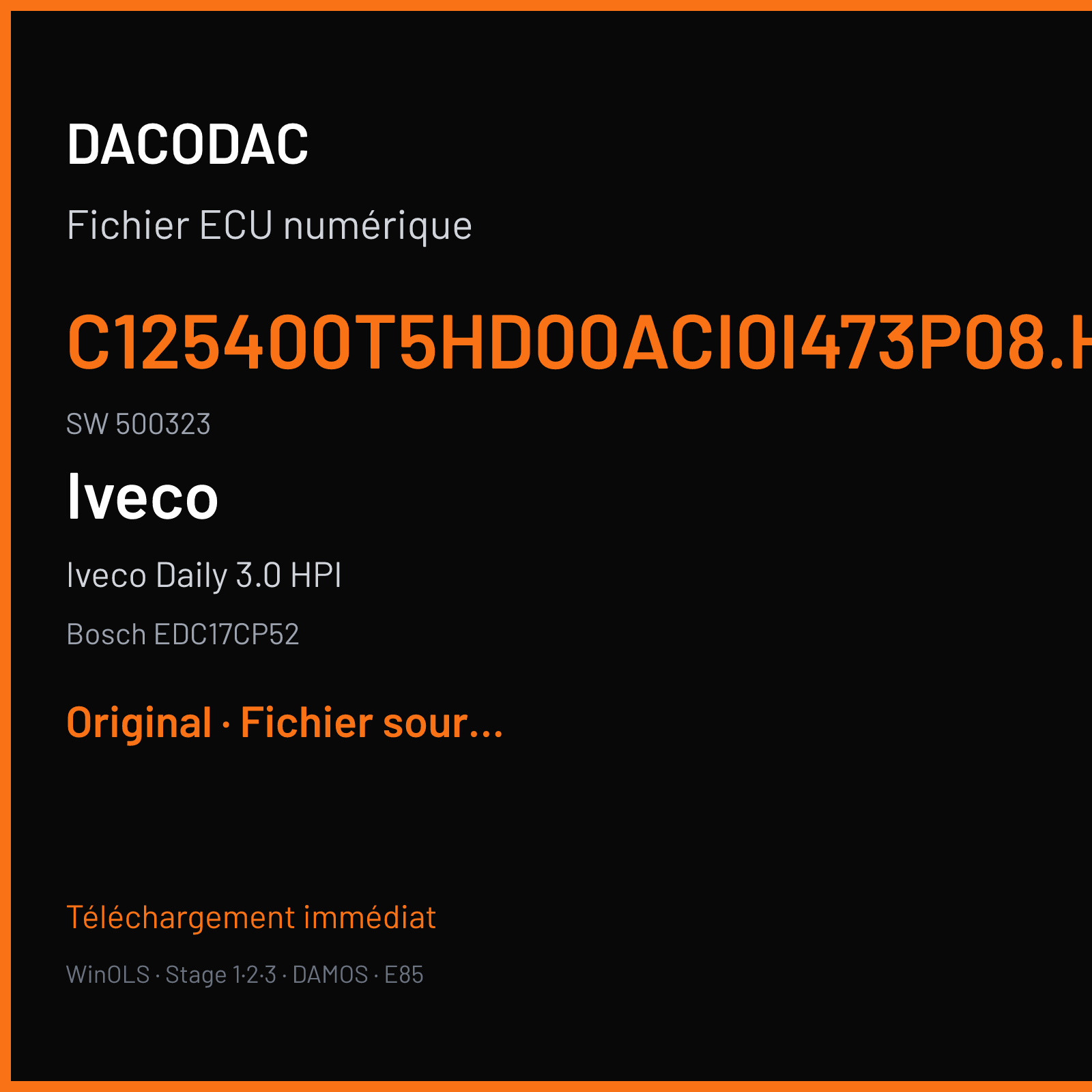 Iveco Daily 3.0 HPI (2012) — Bosch EDC17CP52 — C125400T5HD00ACI0I473P08.HEX · 500323 — Original