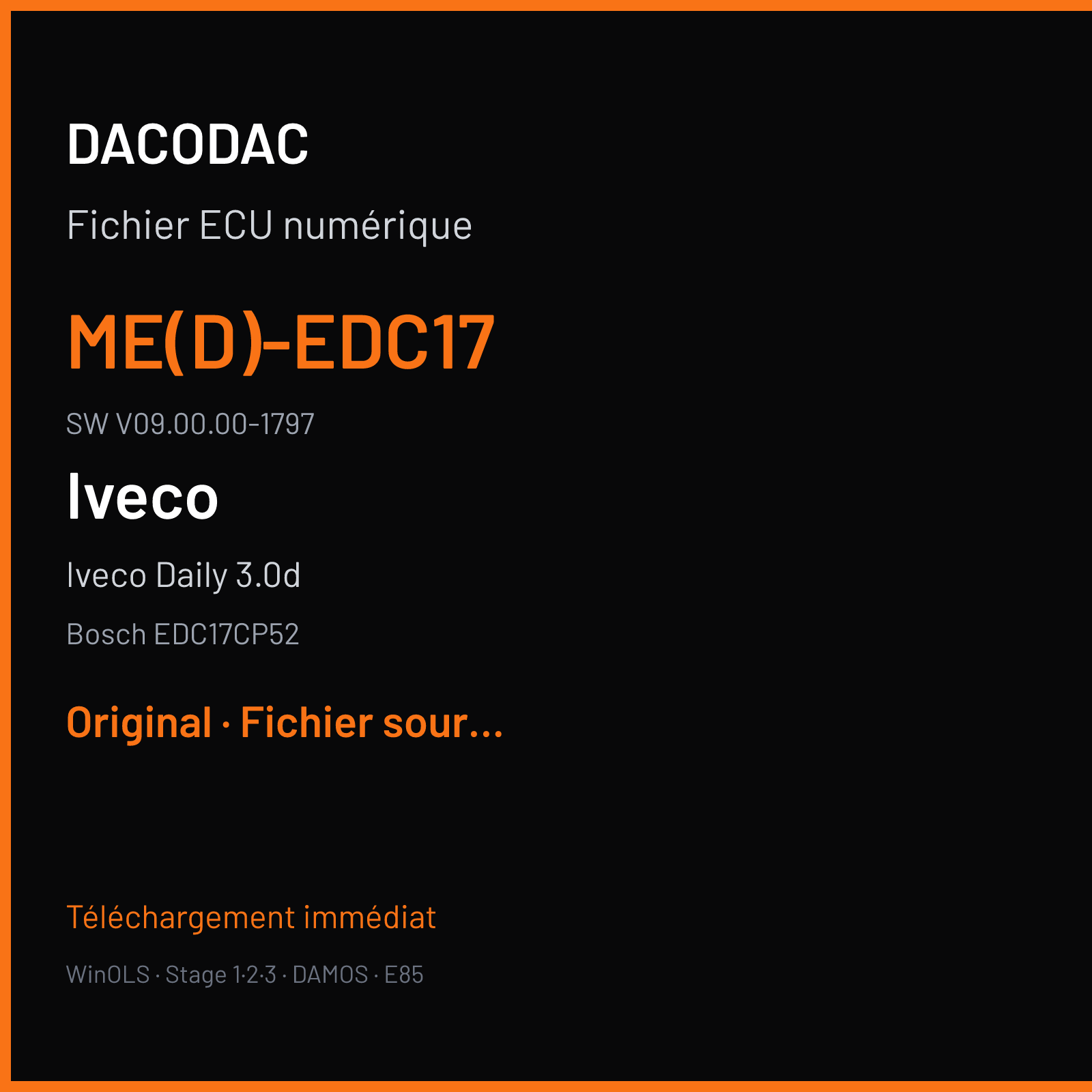 Iveco Daily 3.0d (2016) — Bosch EDC17CP52 — ME(D)-EDC17 · V09.00.00-1797 — Original
