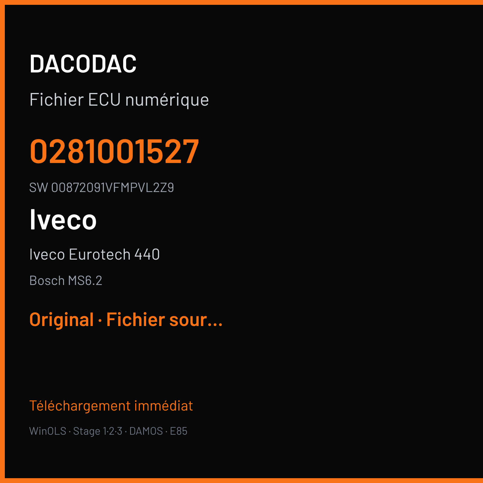 Iveco Eurotech 440 (2003) — Bosch MS6.2 — 0281001527 · 00872091VFMPVL2Z9 — Original