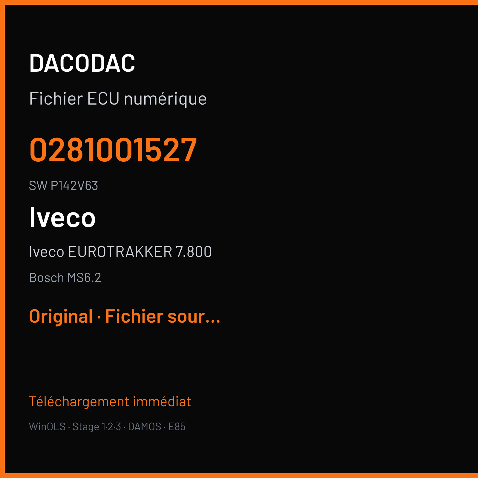 Iveco EUROTRAKKER 7.800 (2006) — Bosch MS6.2 — 0281001527 · P142V63 — Original