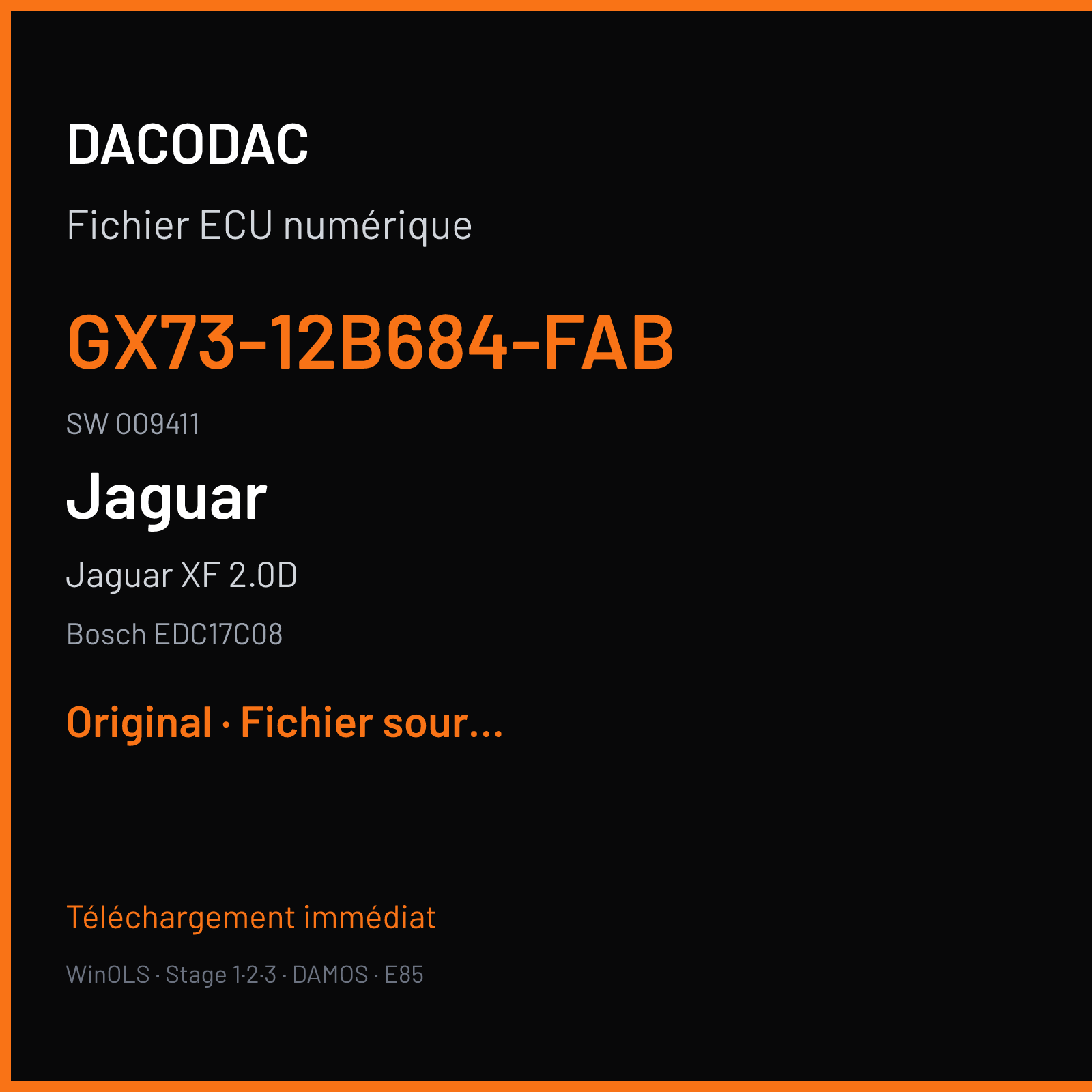 Jaguar XF 2.0D (2015) — Bosch EDC17C08 — GX73-12B684-FAB · 009411 — Original