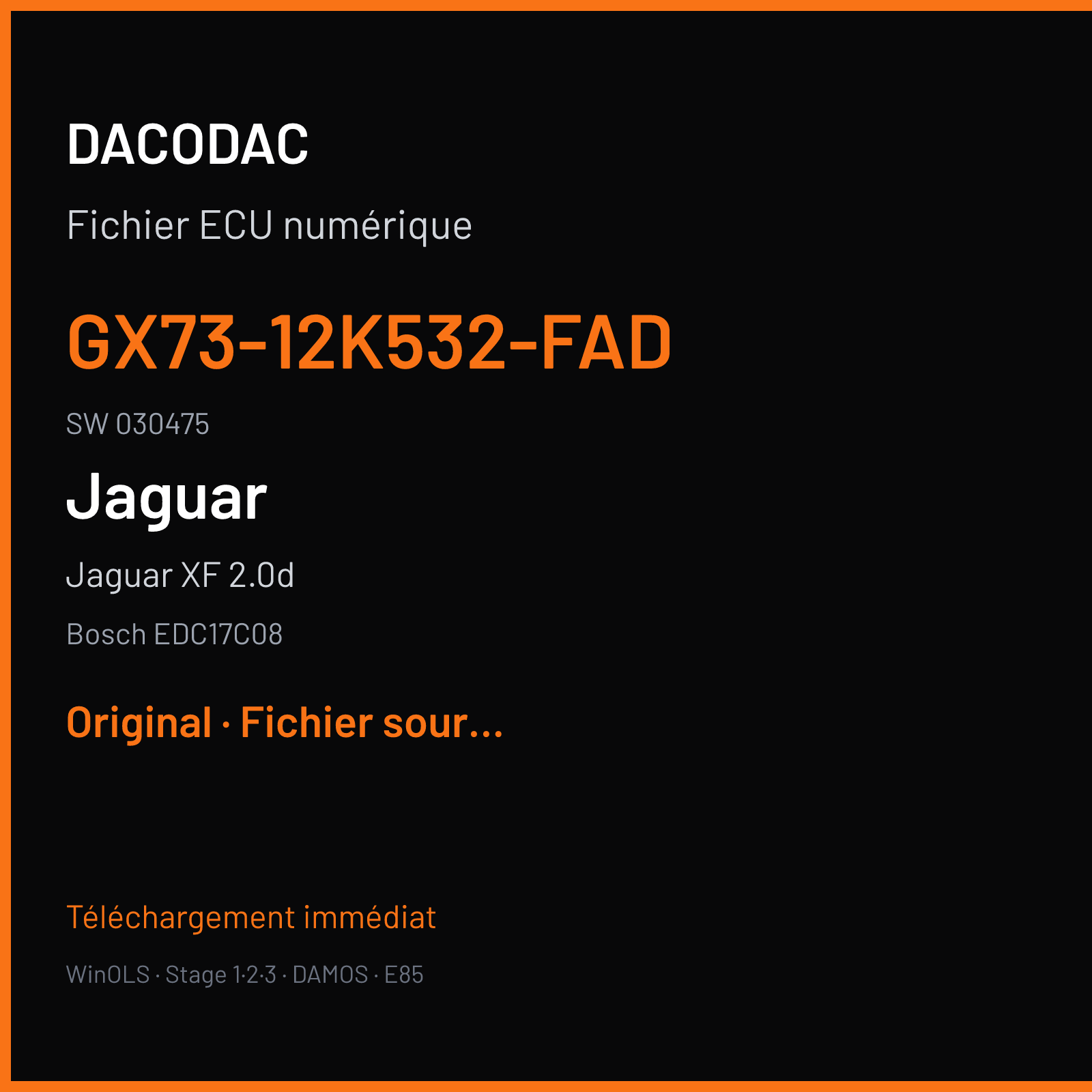 Jaguar XF 2.0d (2016) — Bosch EDC17C08 — GX73-12K532-FAD · 030475 — Original
