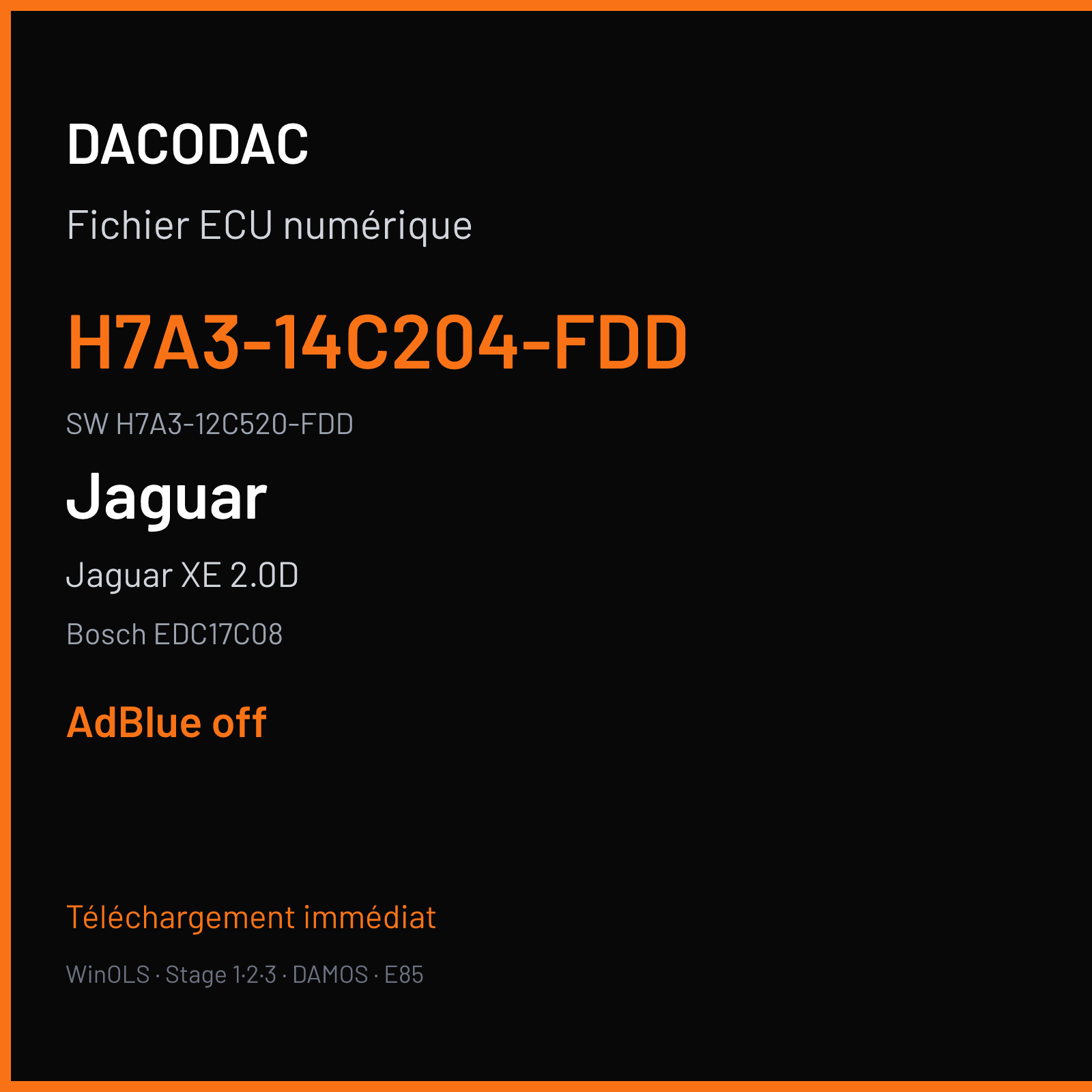 Jaguar XE 2.0D 163 ch (2019) — Bosch EDC17C08 — H7A3-14C204-FDD · H7A3-12C520-FDD · 043680 — ADBLUE off