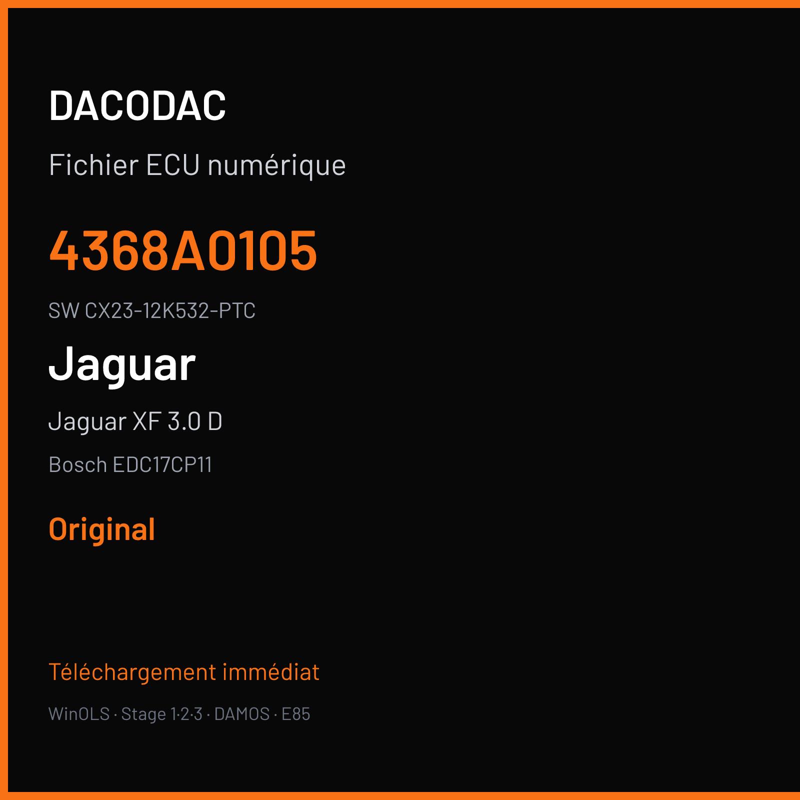 Jaguar XF 3.0 D 275 ch (2012) — Bosch EDC17CP11 — 4368A0105 · CX23-12K532-PTC · 513354 — Original