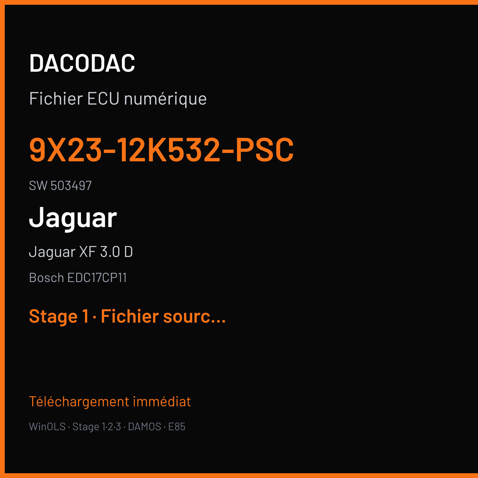 Jaguar XF 3.0 D (2011) — Bosch EDC17CP11 — 9X23-12K532-PSC · 503497 — Stage 1