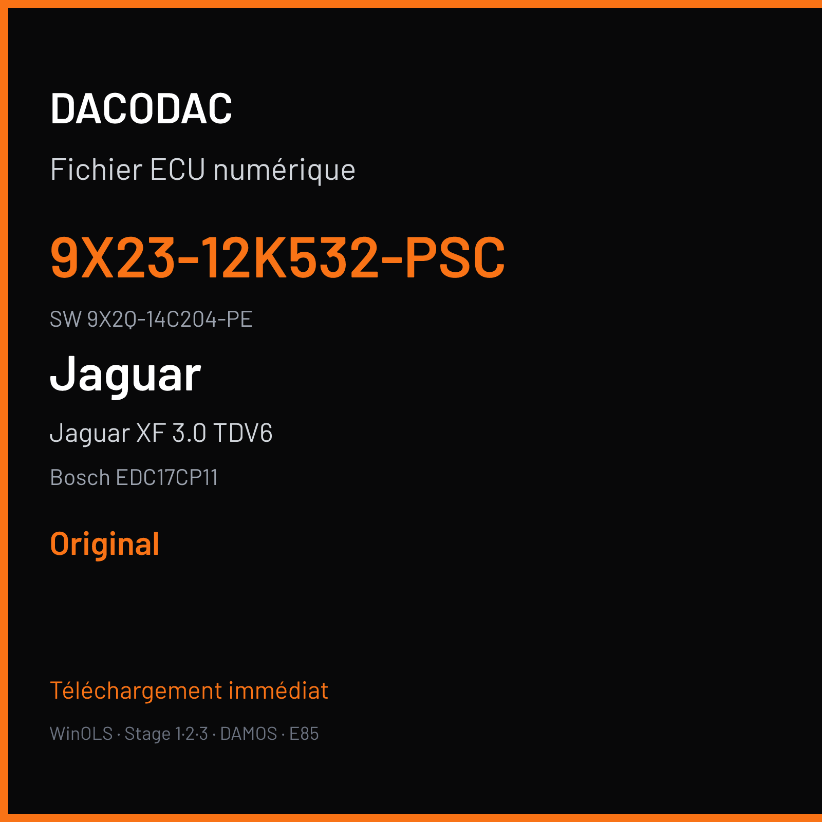 Jaguar XF 3.0 TDV6 211 ch (2010) — Bosch EDC17CP11 — 9X23-12K532-PSC · 9X2Q-14C204-PE · 9X2Q-12B684-PC 503495 — Original