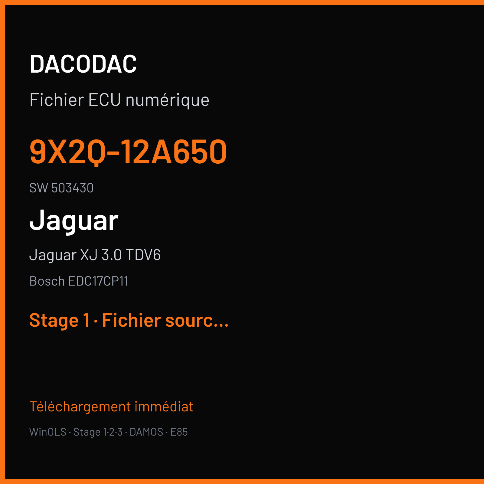 Jaguar XJ 3.0 TDV6 (2010) — Bosch EDC17CP11 — 9X2Q-12A650 · 503430 — Stage 1