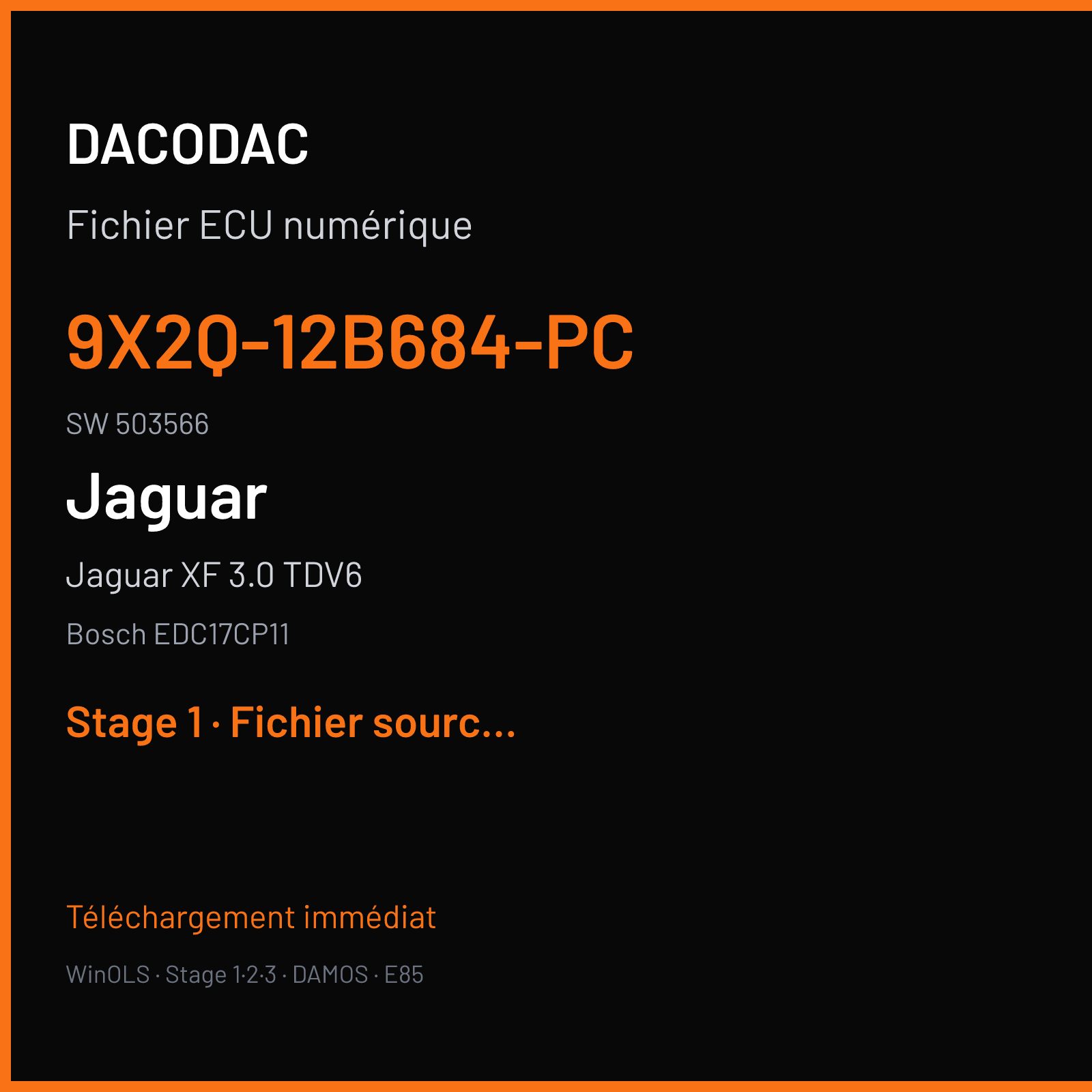 Jaguar XF 3.0 TDV6 (2010) — Bosch EDC17CP11 — 9X2Q-12B684-PC · 503566 — Stage 1