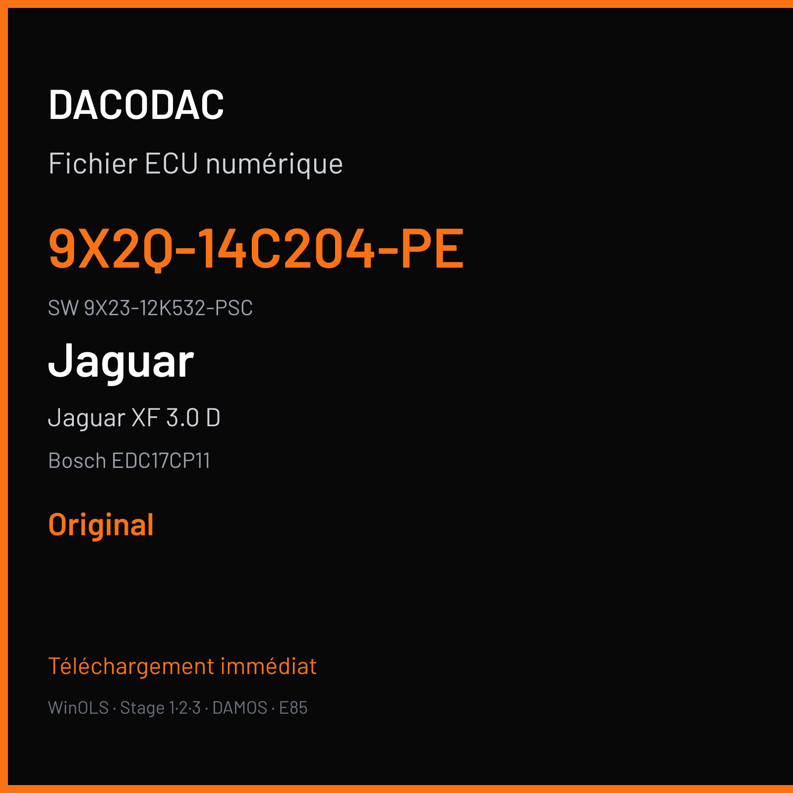 Jaguar XF 3.0 D 240 ch (2011) — Bosch EDC17CP11 — 9X2Q-14C204-PE · 9X23-12K532-PSC · 503497 — Original