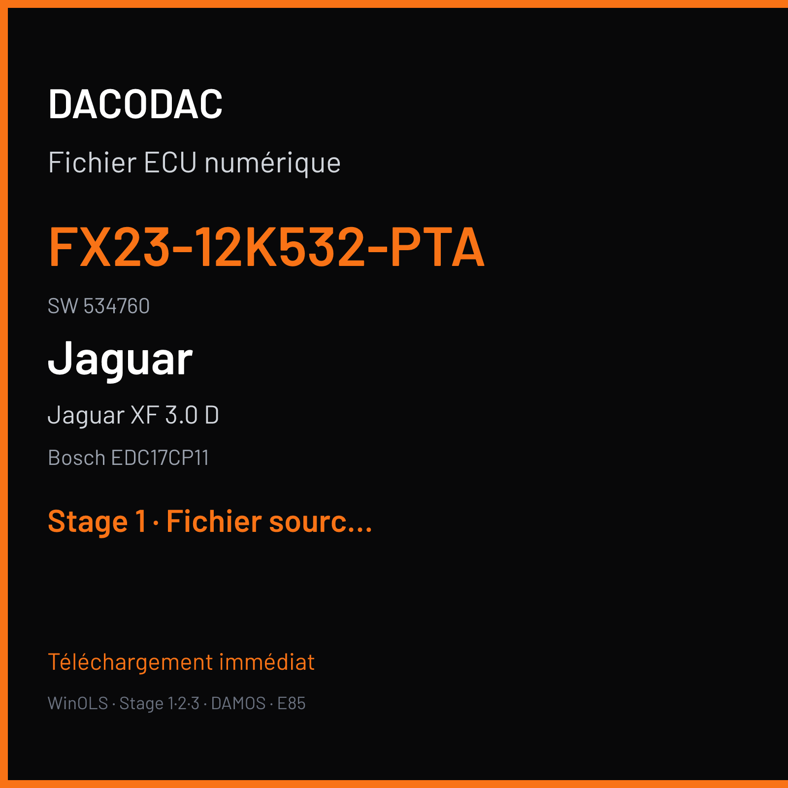 Jaguar XF 3.0 D (2014) — Bosch EDC17CP11 — FX23-12K532-PTA · 534760 — Stage 1