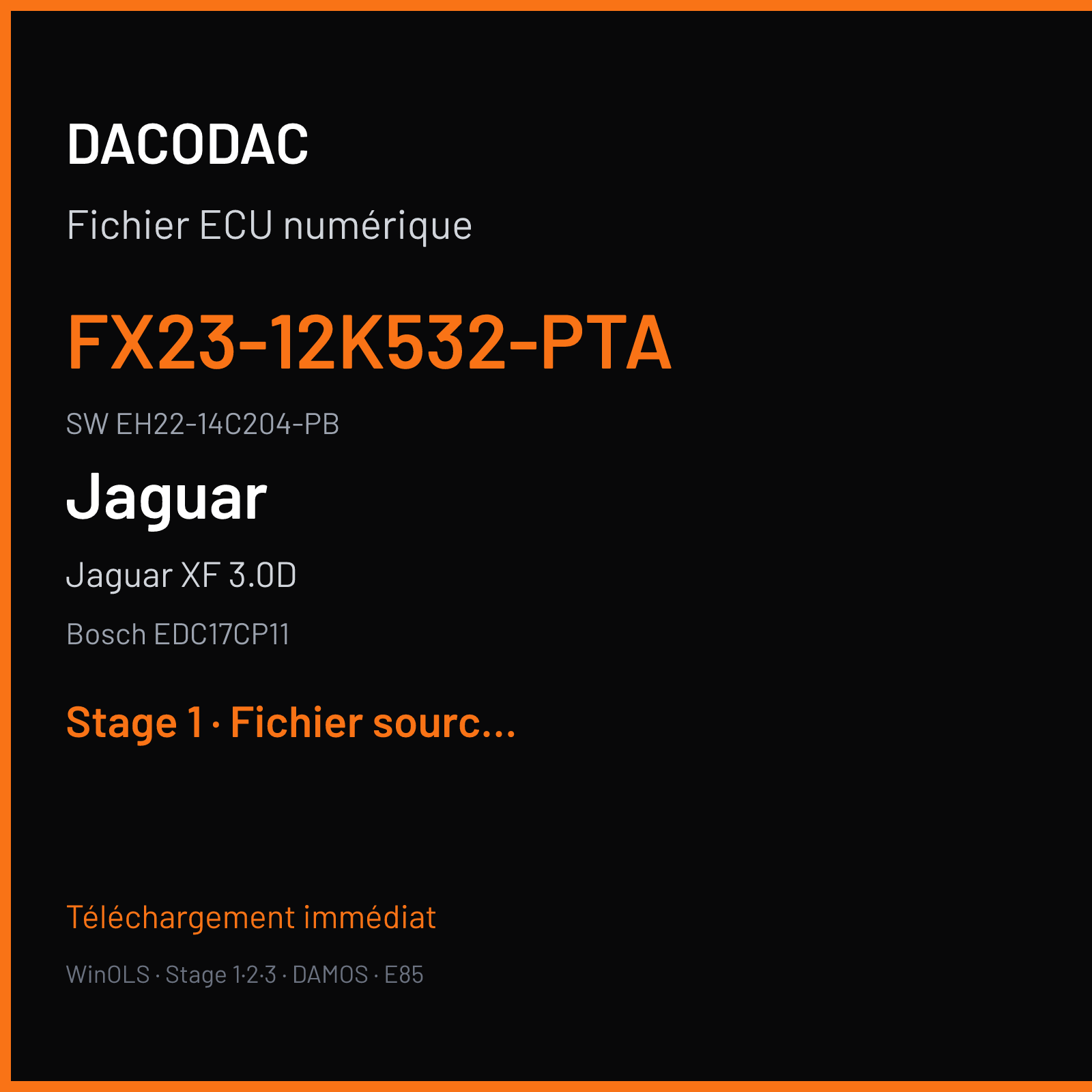 Jaguar XF 3.0D 275 ch (2011) — Bosch EDC17CP11 — FX23-12K532-PTA · EH22-14C204-PB · 534760 — Stage 1
