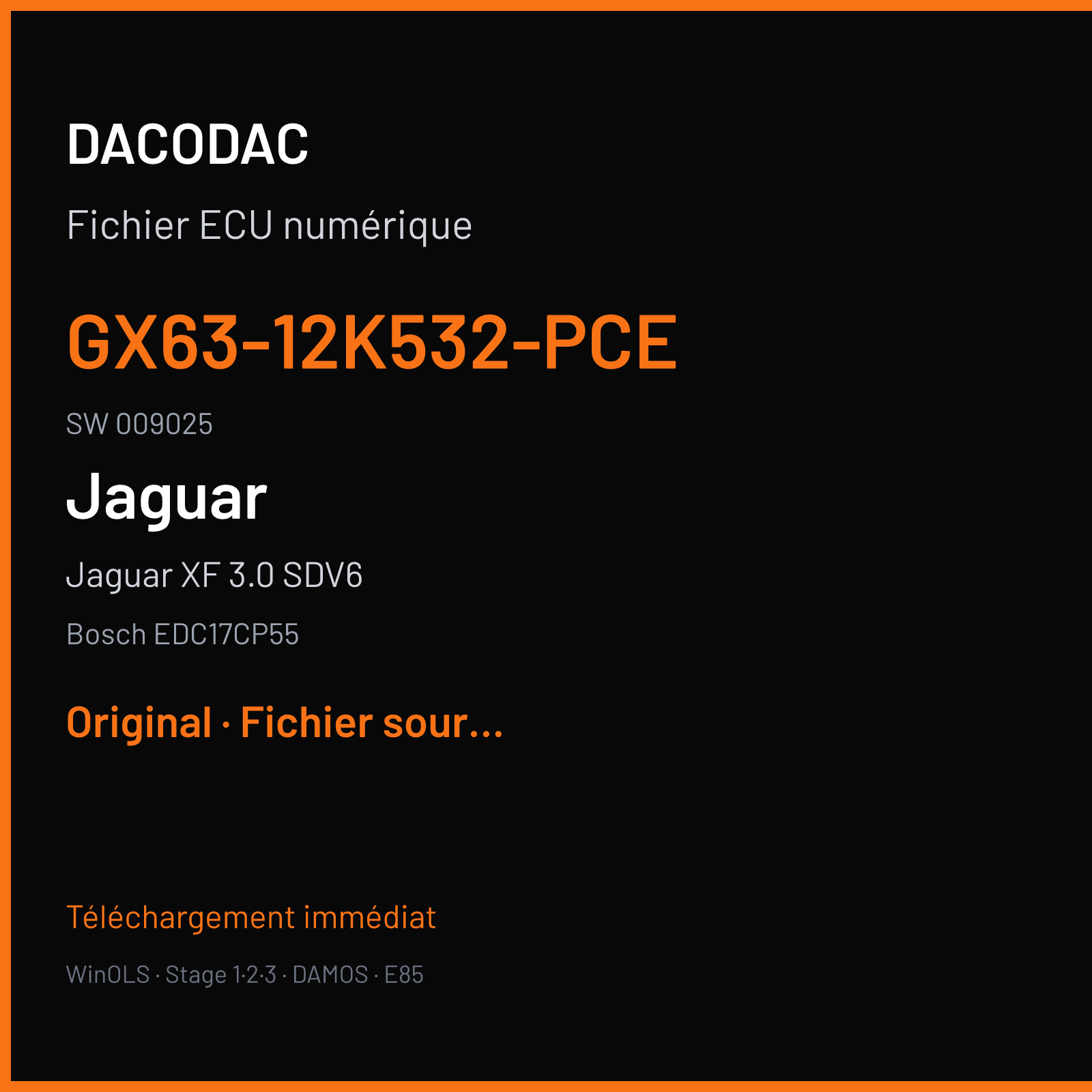 Jaguar XF 3.0 SDV6 (2015) — Bosch EDC17CP55 — GX63-12K532-PCE · 009025 — Original